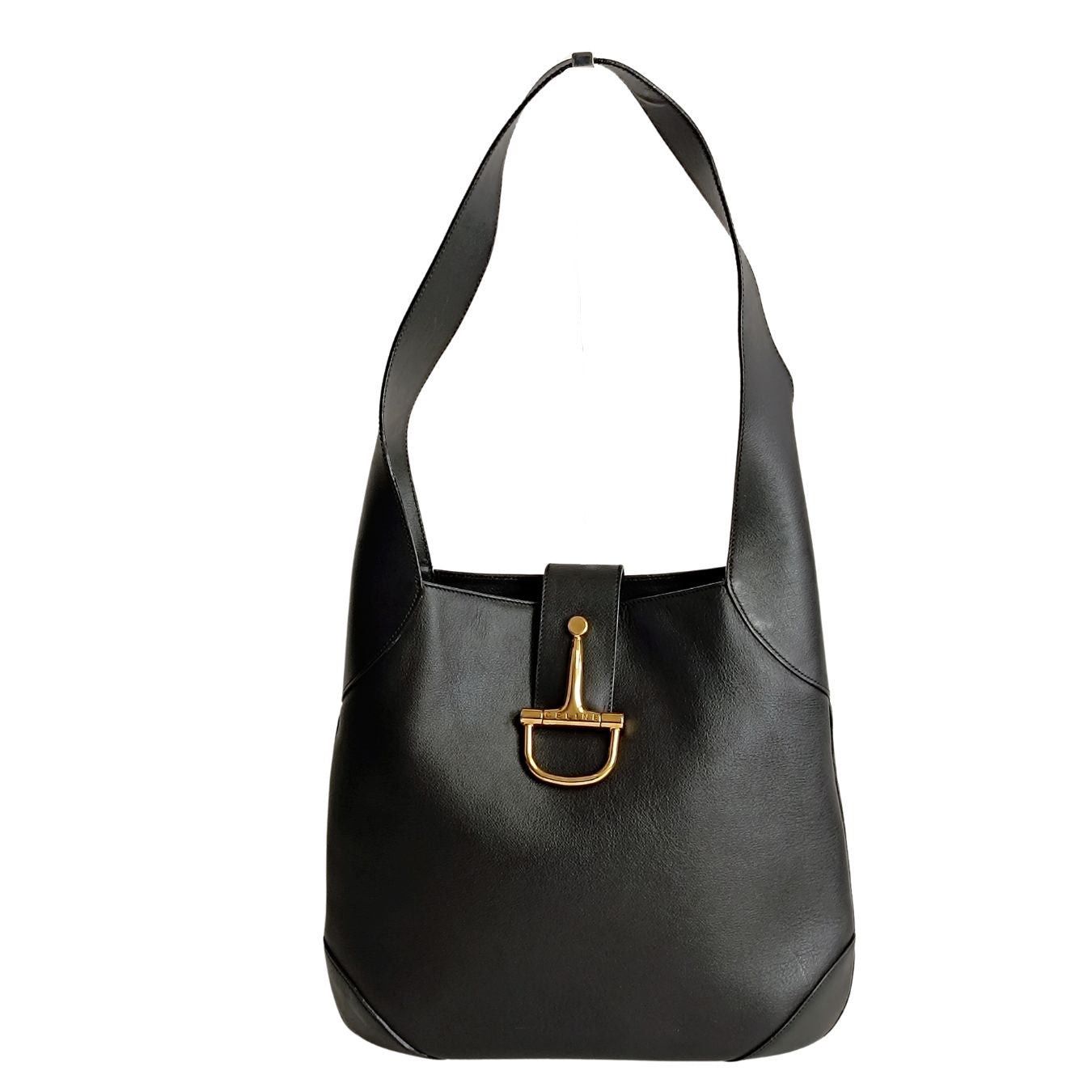 image of Celine Celine Celine Vintage Black Leather Shoulder Bag, Women's