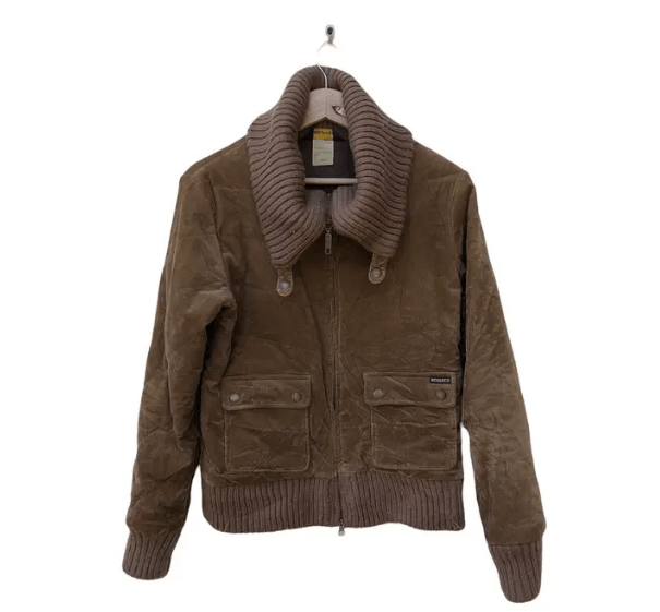 image of Woolrich Vintage Velvet Jacket Turtle Neck Bomber Style in Brown, Women's (Size Large)