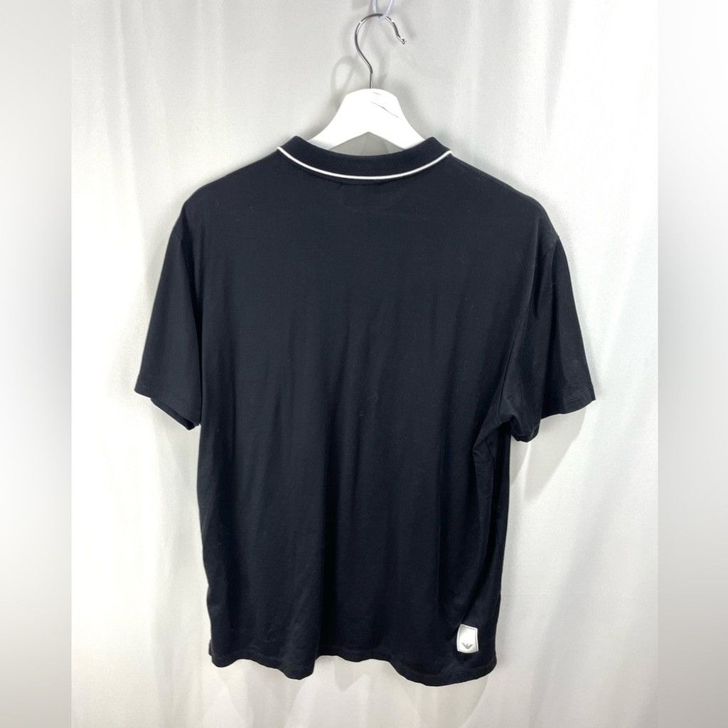 Emporio Armani Emporio Armani Black Lyocell Blend Zip Collar Polo Size XL Size US XL / EU 56 / 4 - 4 Thumbnail