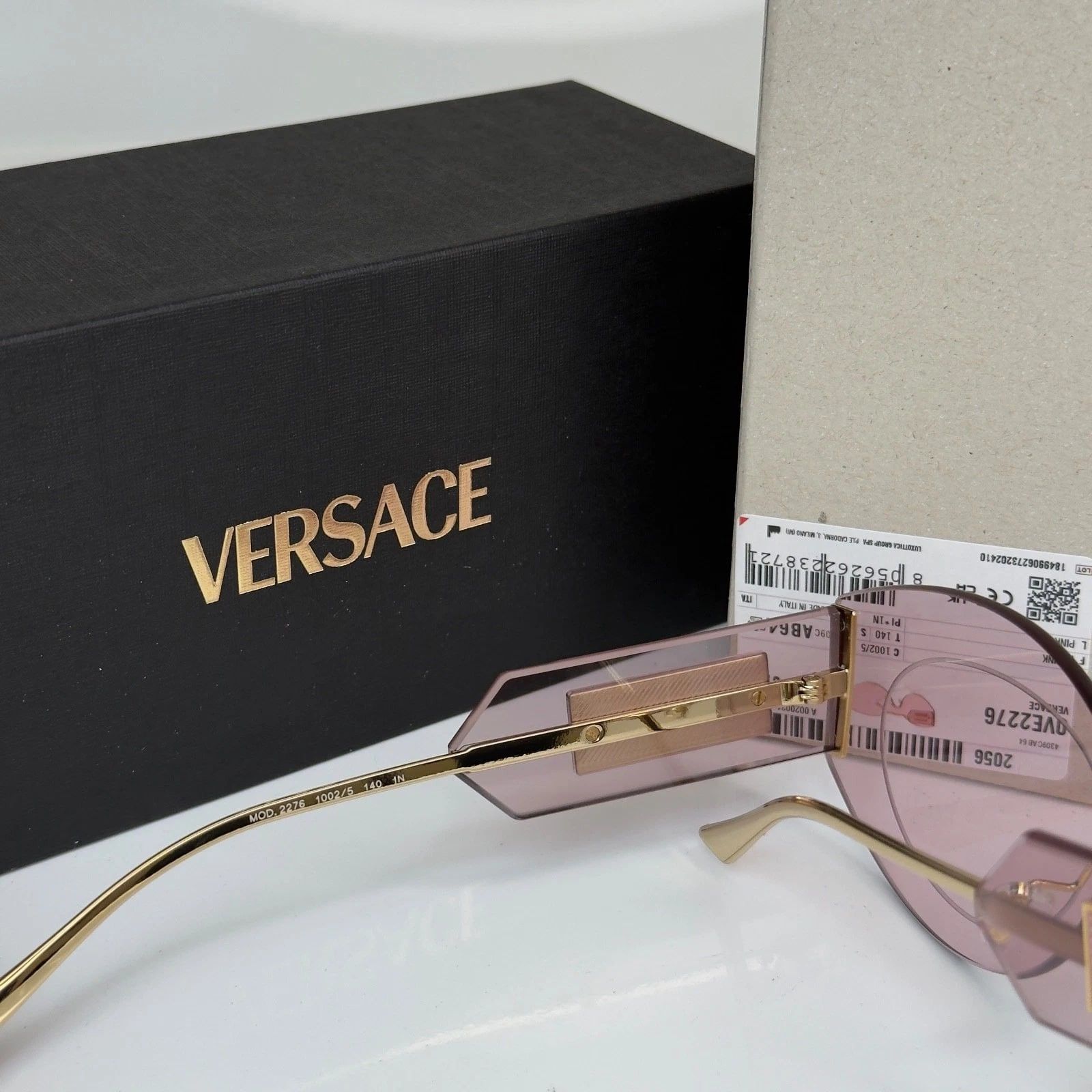 Versace VERSACE VE2276 DAMIER PLAQUE 2276 Pink Unisex Mask Sunglass Size ONE SIZE - 6 Thumbnail