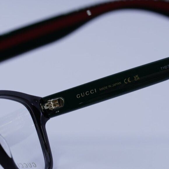 Gucci Gucci GG0038ON 011 Eyeglasses Black/Green 54mm Square Frame Size ONE SIZE - 8 Thumbnail