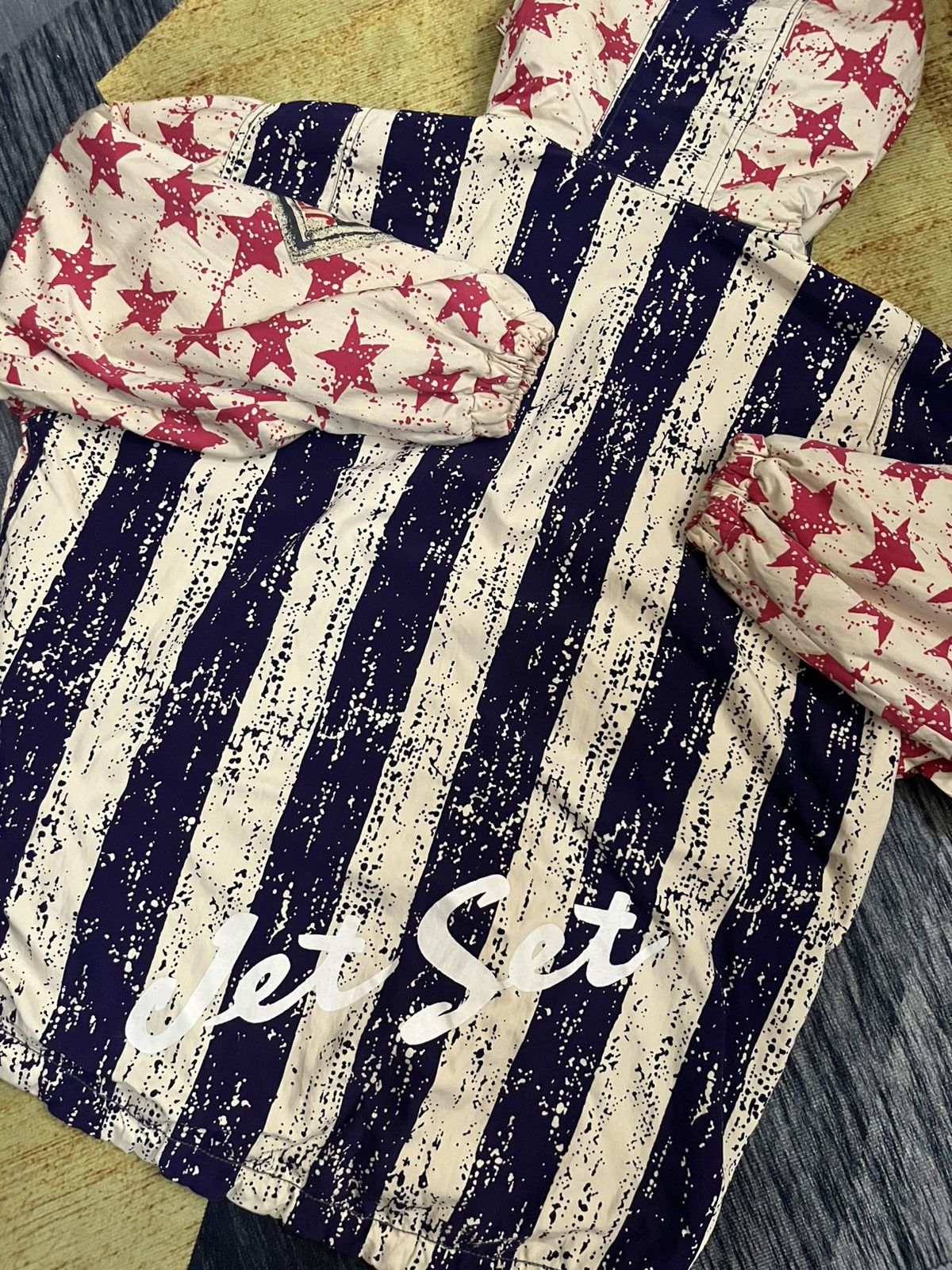 JET SET 1990s all over printed usa flag anorak #H2 Size US M / EU 48-50 / 2 - 5 Thumbnail