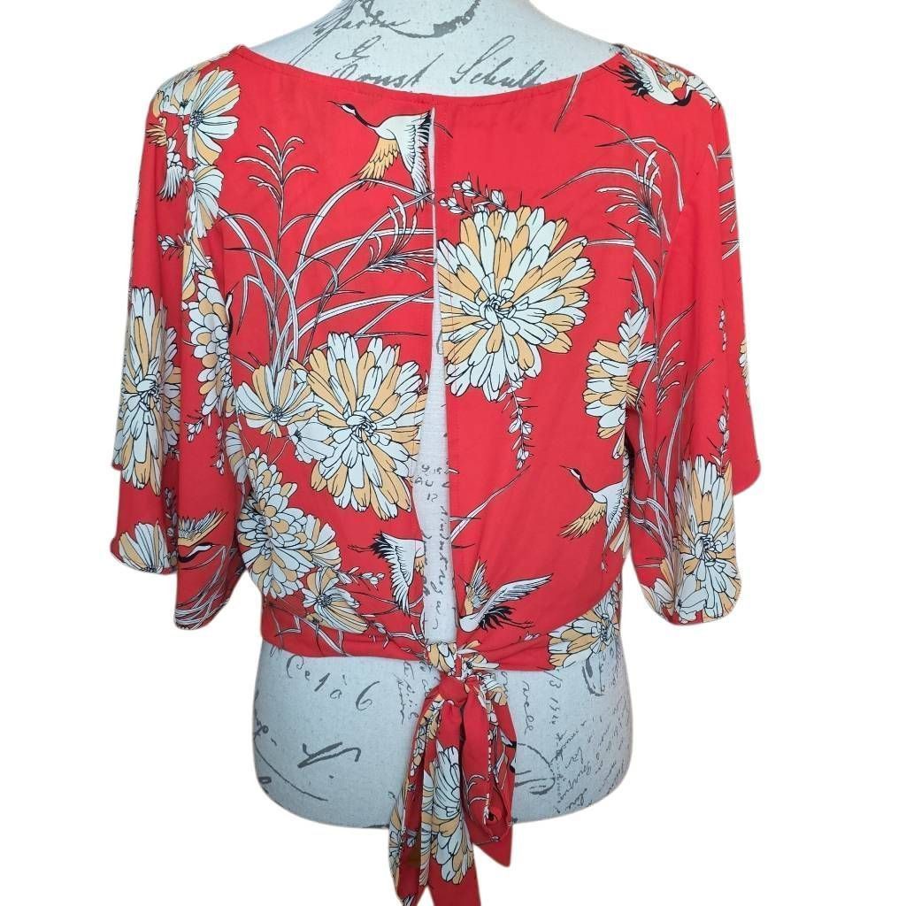Express Express Women's Size Lrg Women's Red Orange Floral Pelican O Size L / US 10 / IT 46 - 6 Thumbnail