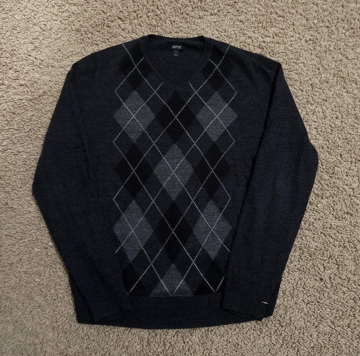 Apt. 9 Black and grey argyle sweater Size US S / EU 44-46 / 1 - 1 Thumbnail