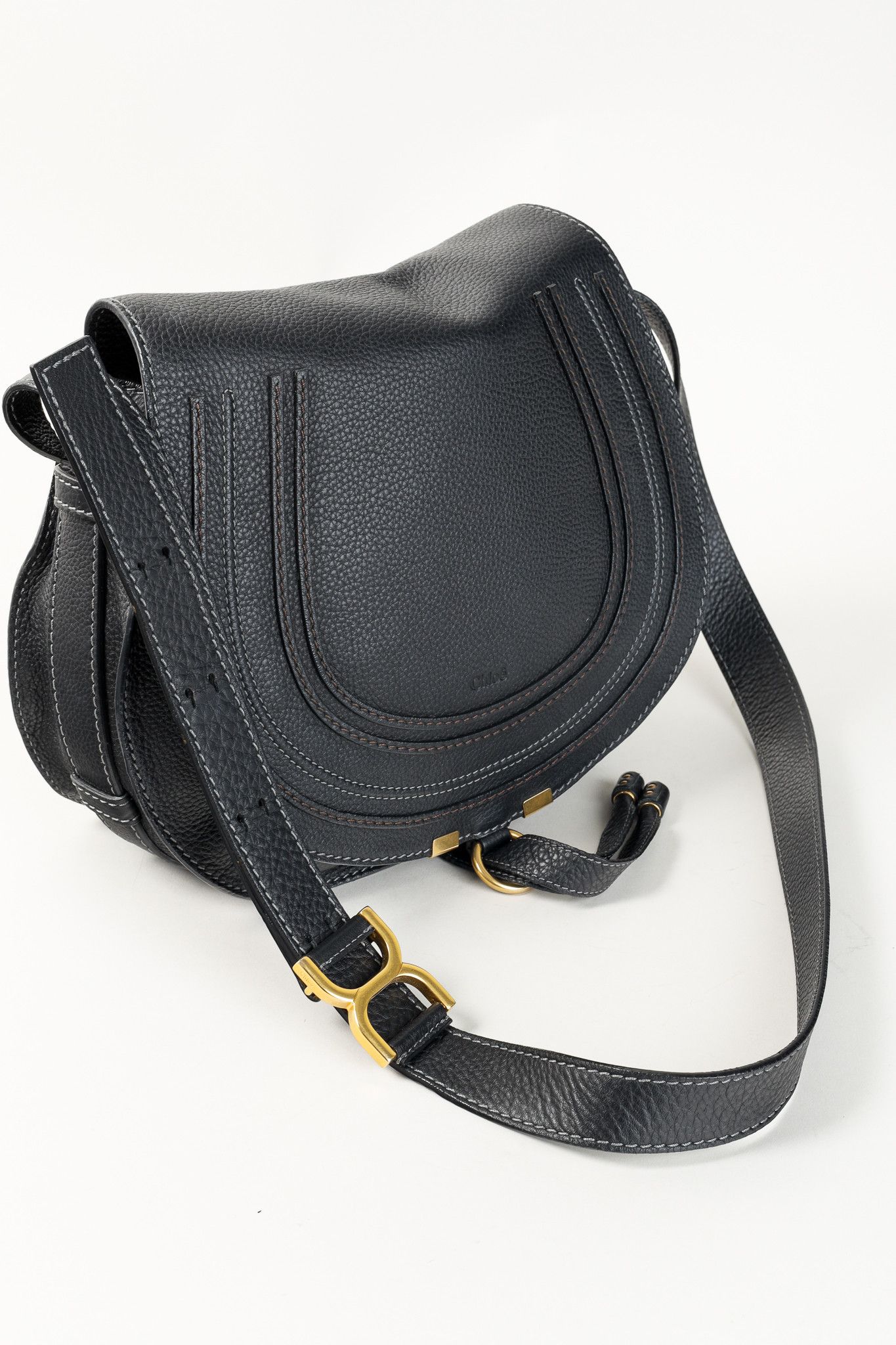Chloe Chloe Marcie Leather Topstitch Cross-Body Saddle Bag Size ONE SIZE - 7 Thumbnail