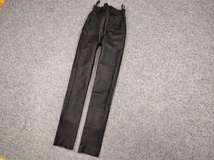 Japanese Brand Vintage Leather Black Pants Japanese Hype Travis Scott Size US 29 - 2 Thumbnail