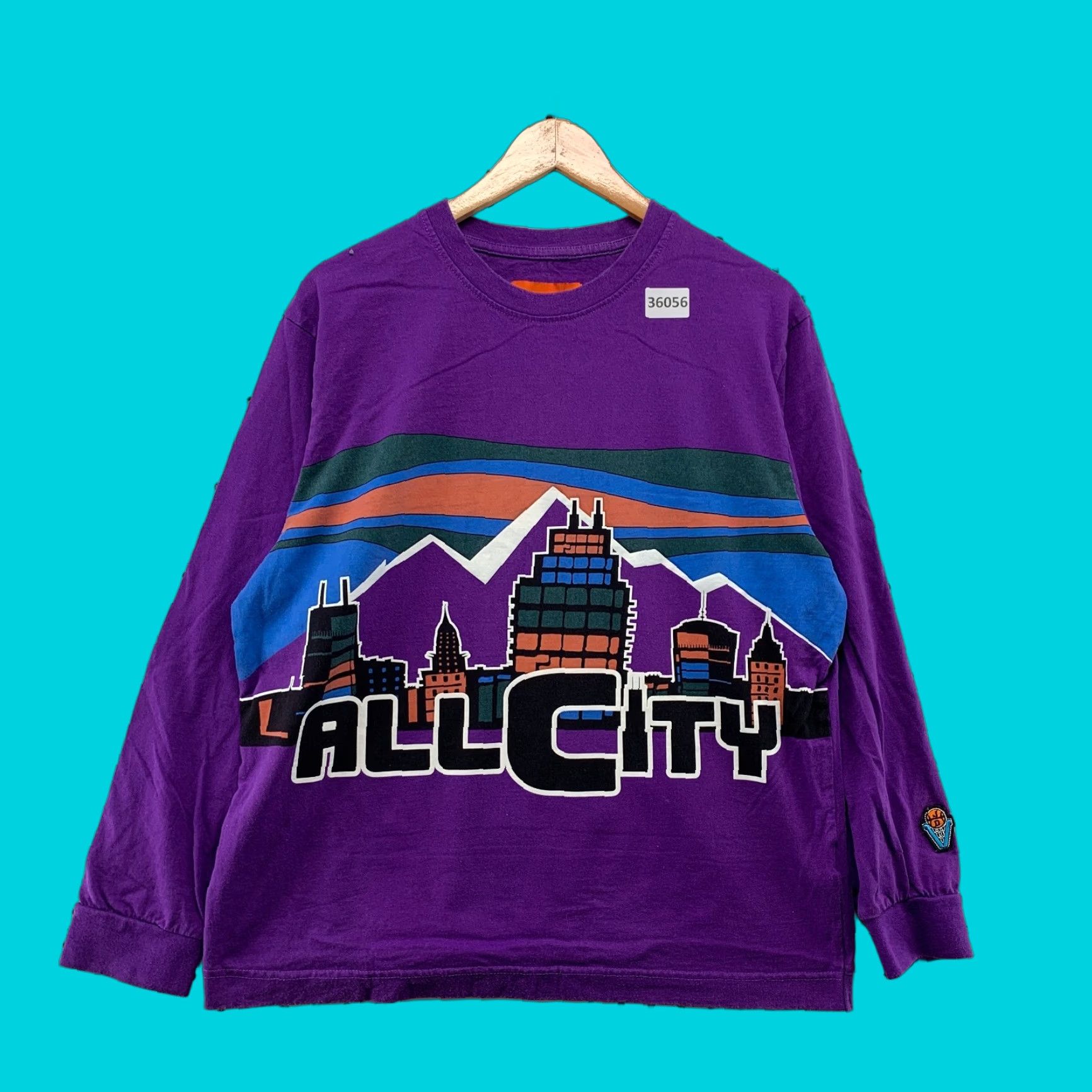 Just Don VINTAGE Just Don All City Men’s T-Shirt Long Sleeve Basketball Shirt Large Purple City Hip Hop 90s Size US M / EU 48-50 / 2 - 1 Thumbnail