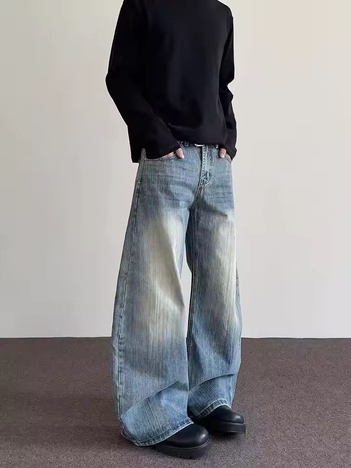 Japanese Brand 🔥 Wide-Leg Denim Jeans | Light Wash, Relaxed Fit Size US 29 - 3 Thumbnail