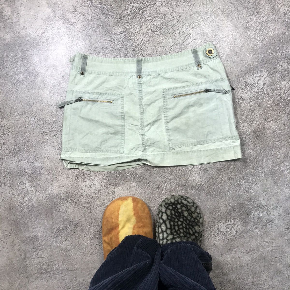Vintage Y2K Sage Green Cargo Mini Skirt Distressed Streetwear 32 Size 32" / US 10 / IT 46 - 3 Thumbnail