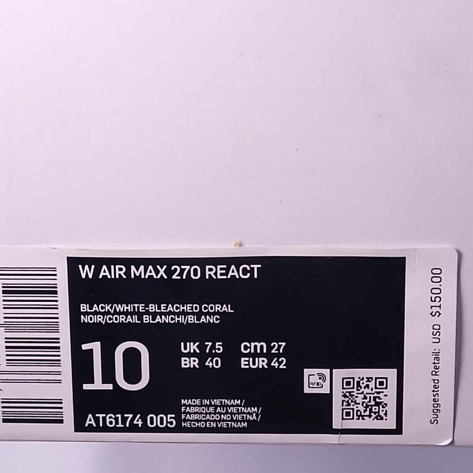 Nike Nike Air Max 270 React Shoe Womens Size 10 AT6174-005 White Size US 10 / IT 40 - 9 Thumbnail