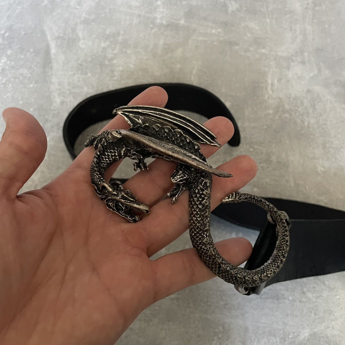 Japanese Brand Vintag Metal Dragon Leather Belt JAPAN NINJA ISSEY RAF yohji Size ONE SIZE - 1 Thumbnail