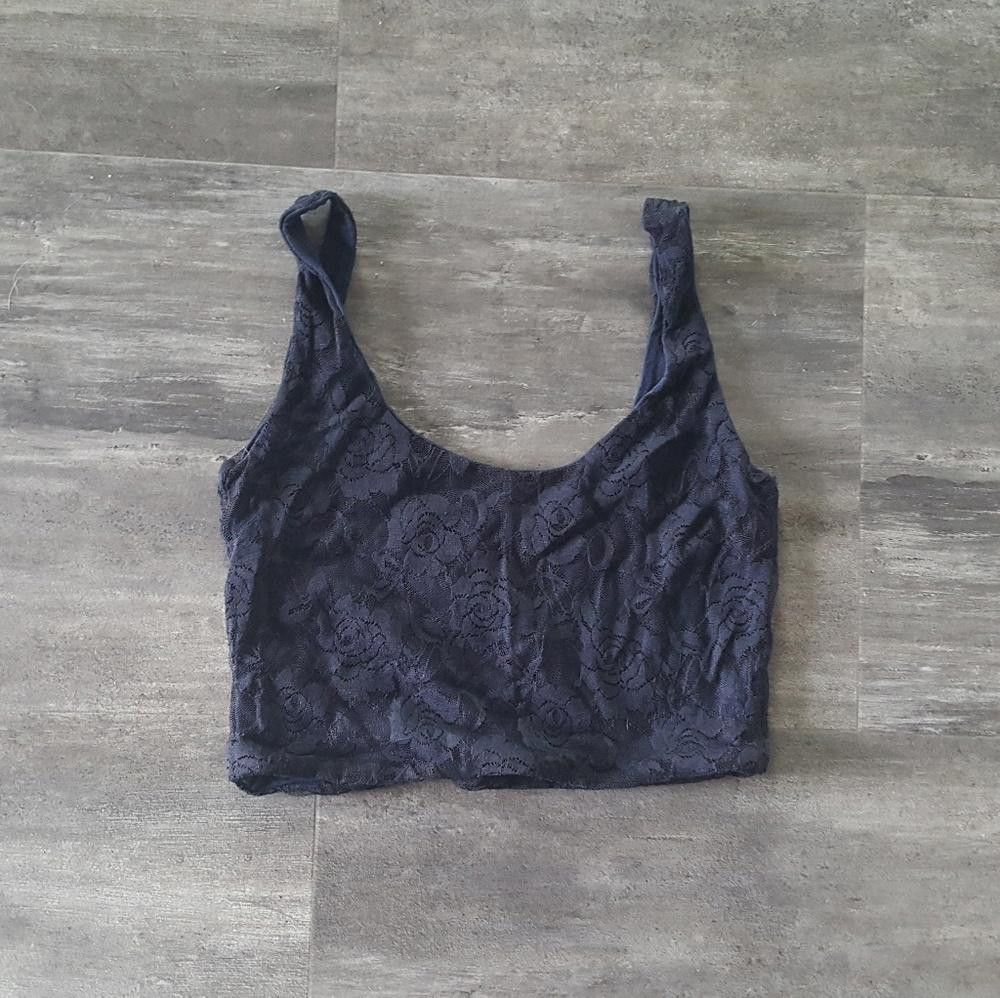 Designer Navy Lace Detailed Melville Cropped Cami Size ONE SIZE - 1 Thumbnail