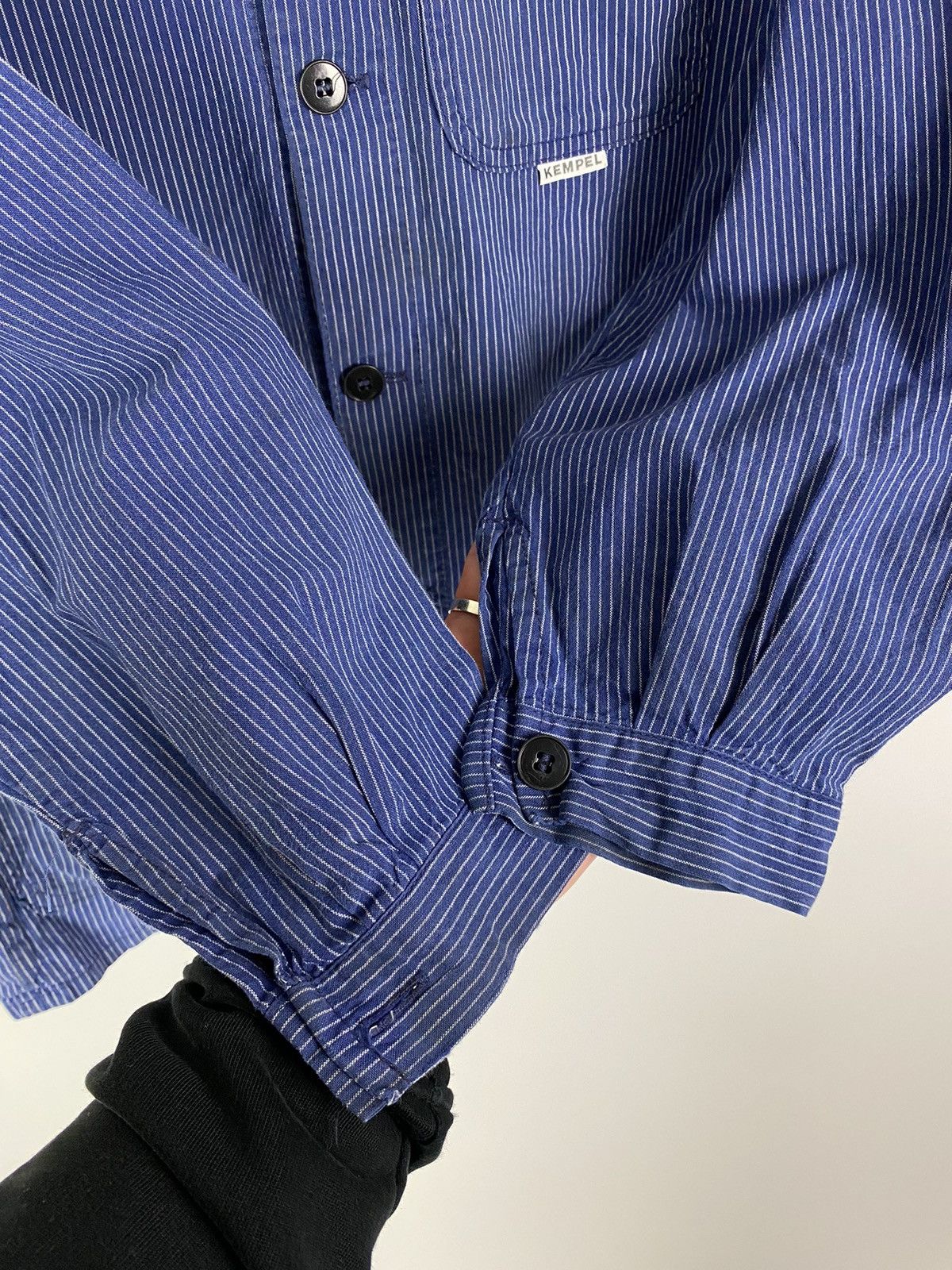 Vintage 90s Vintage Kempel Hickory Stripe Chore Work Over Shirt Size US S / EU 44-46 / 1 - 9 Thumbnail