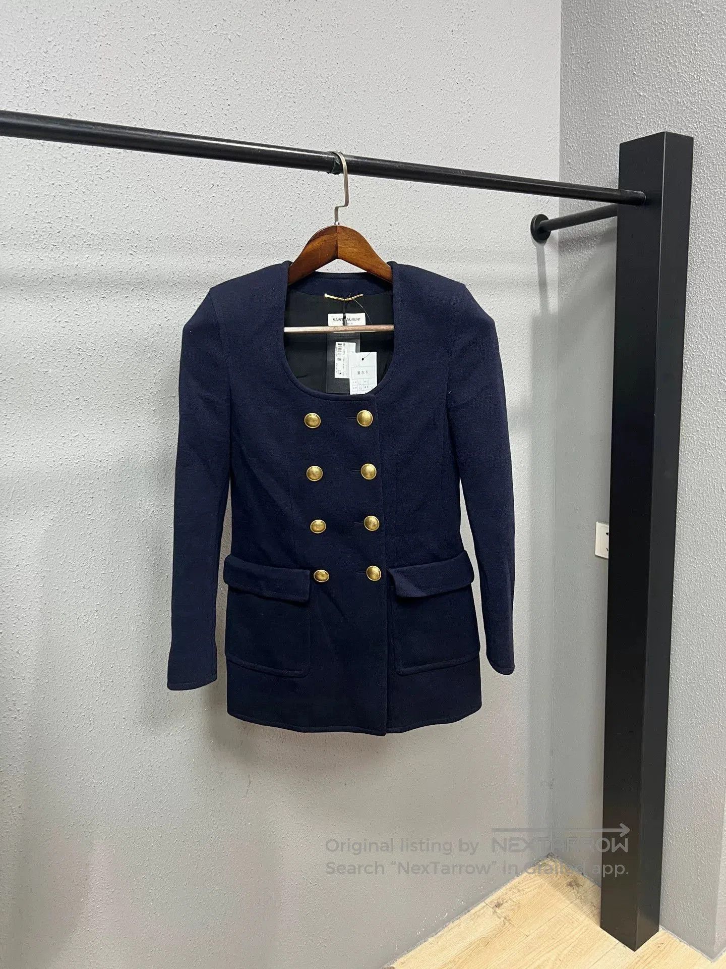 Saint Laurent Paris navy double-breasted coat by Saint Laurent. Size S / US 4 / IT 40 - 1 Thumbnail