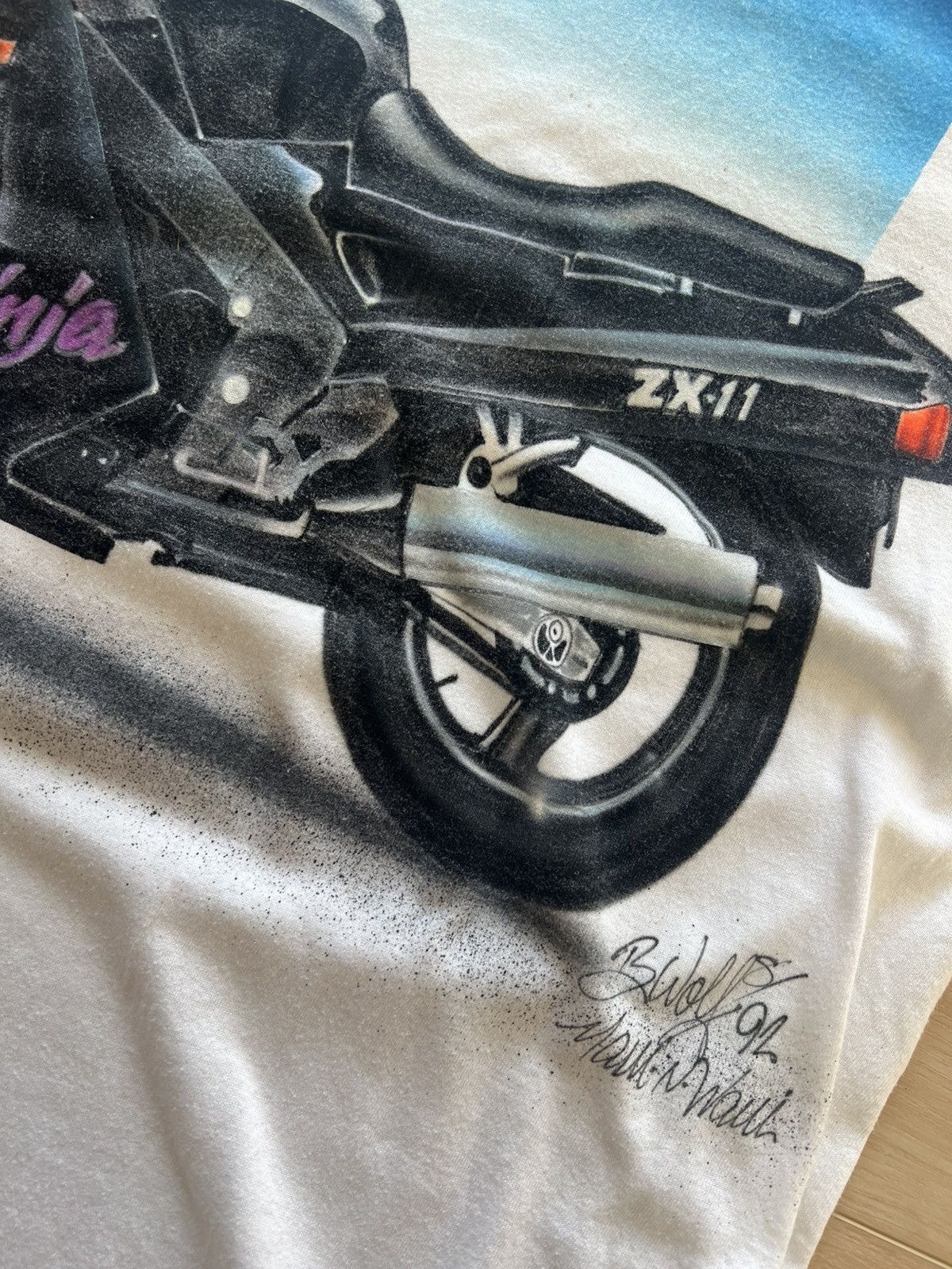 Vintage 1992 kawasaki ZX-11 ninja airbrushed shirt size L