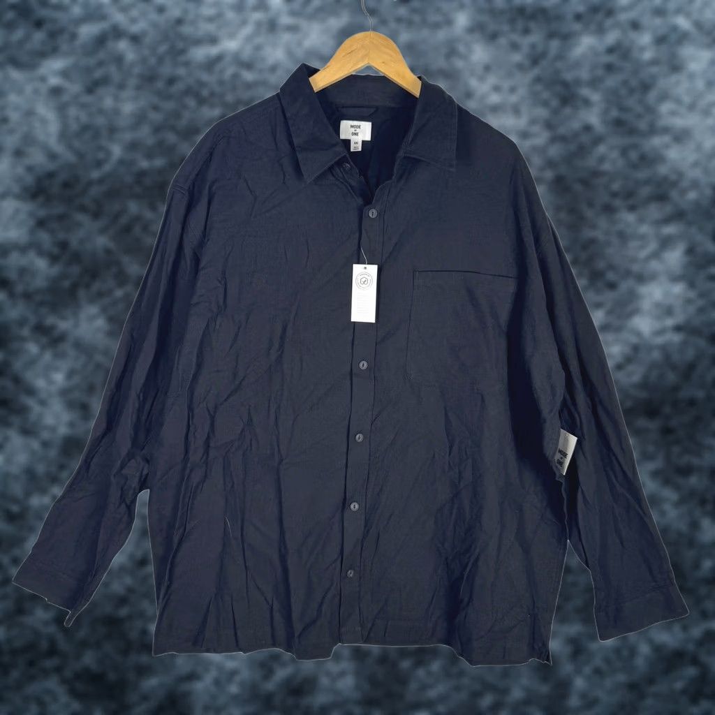 Vintage Mode of One Mens Relaxed Fit Flannel Shirt Deep Black XXL 100197730MN NWT Size US XXL / EU 58 / 5 - 1 Thumbnail