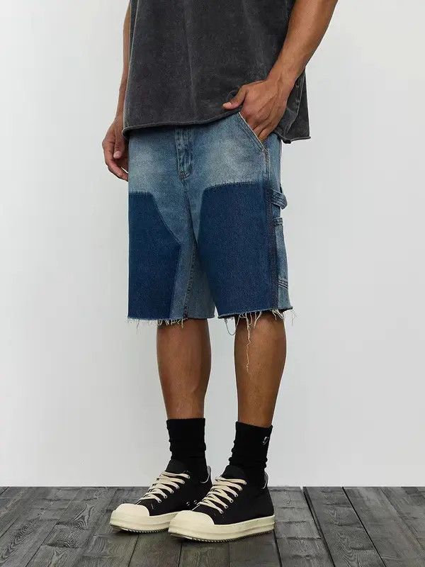 Japanese Brand VIBE High street patchwork raw edge logging denim shorts Size US 34 / EU 50 - 4 Thumbnail
