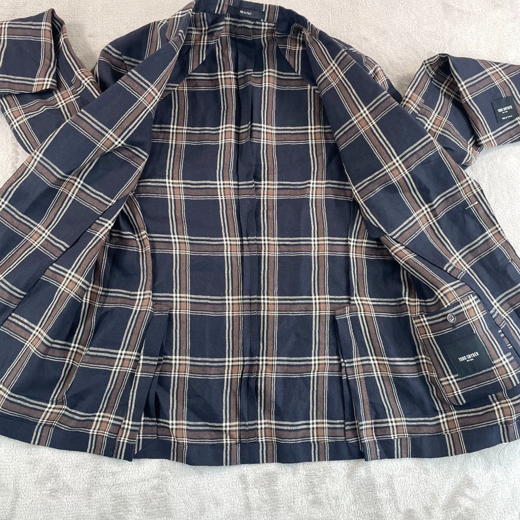 Todd Snyder Todd Snyder Sport Coat 40R Black Brown Checks 100% Linen Unstructured Italy NWOT Men Regular Jacket Size US XXS / EU 40 - 6 Thumbnail