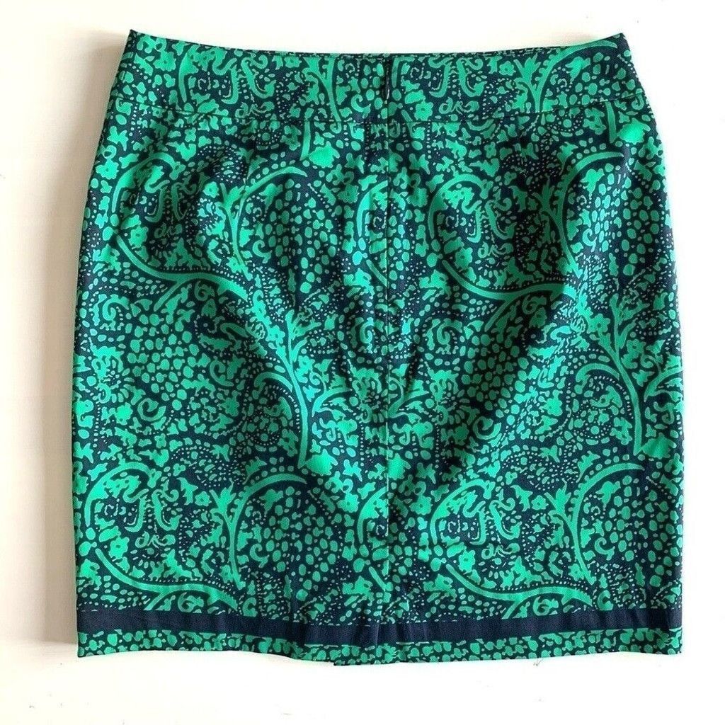 Ann Taylor Ann Taylor Factory Green Patterned Mini Pencil Skirt Size 4 Size 27" / US 4 / IT 40 - 5 Thumbnail