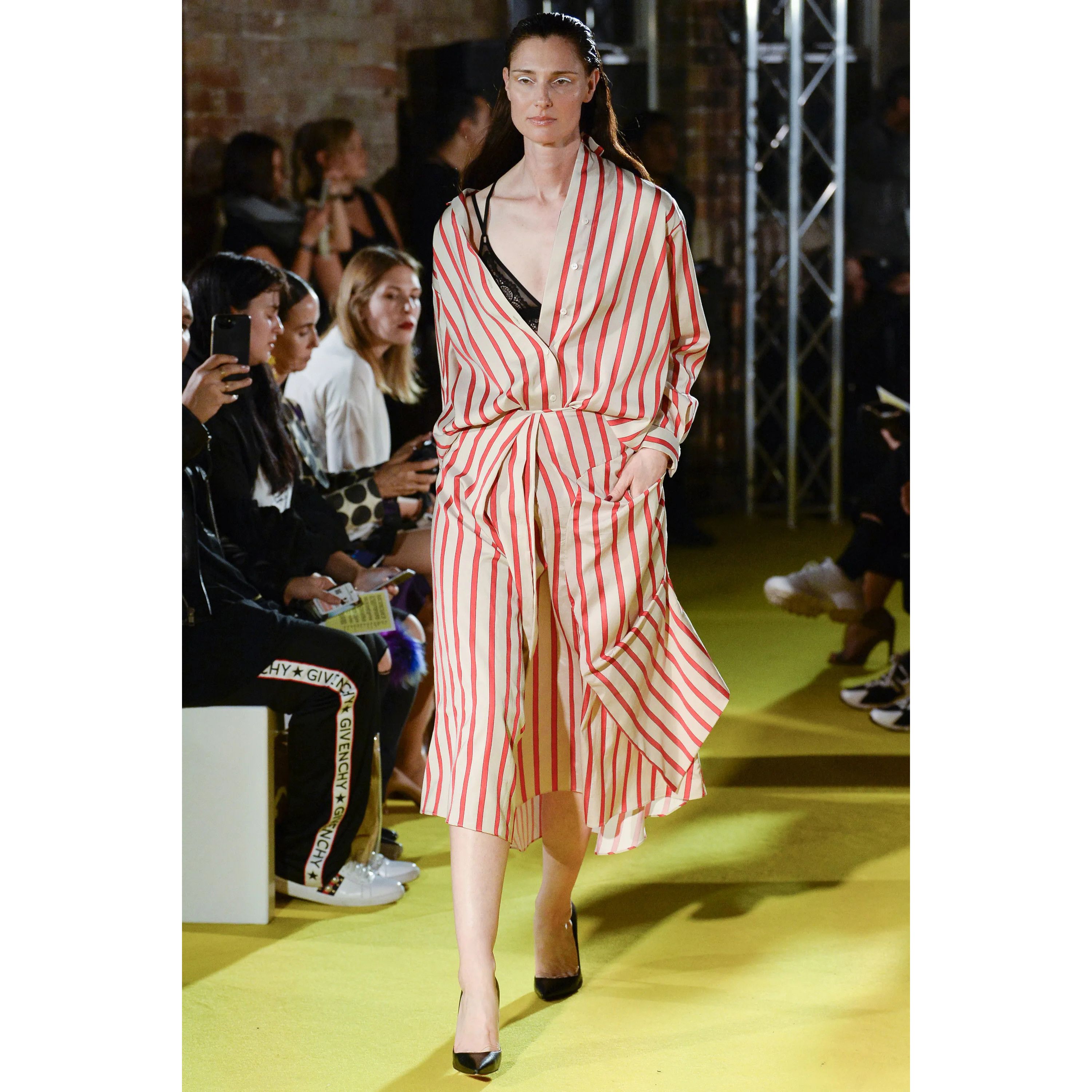 image of Christopher Esber Red White Oversized Striped Dress Shirt in Red/White, Women's (Size Medium)