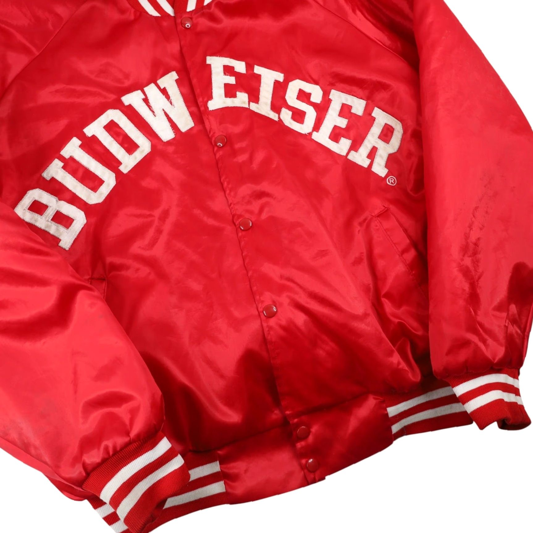 Budweiser VINTAGE Budweiser Beer Spellout Satin Jacket Red 2XL Mens XX L (27"x29") Size US XXL / EU 58 / 5 - 3 Thumbnail