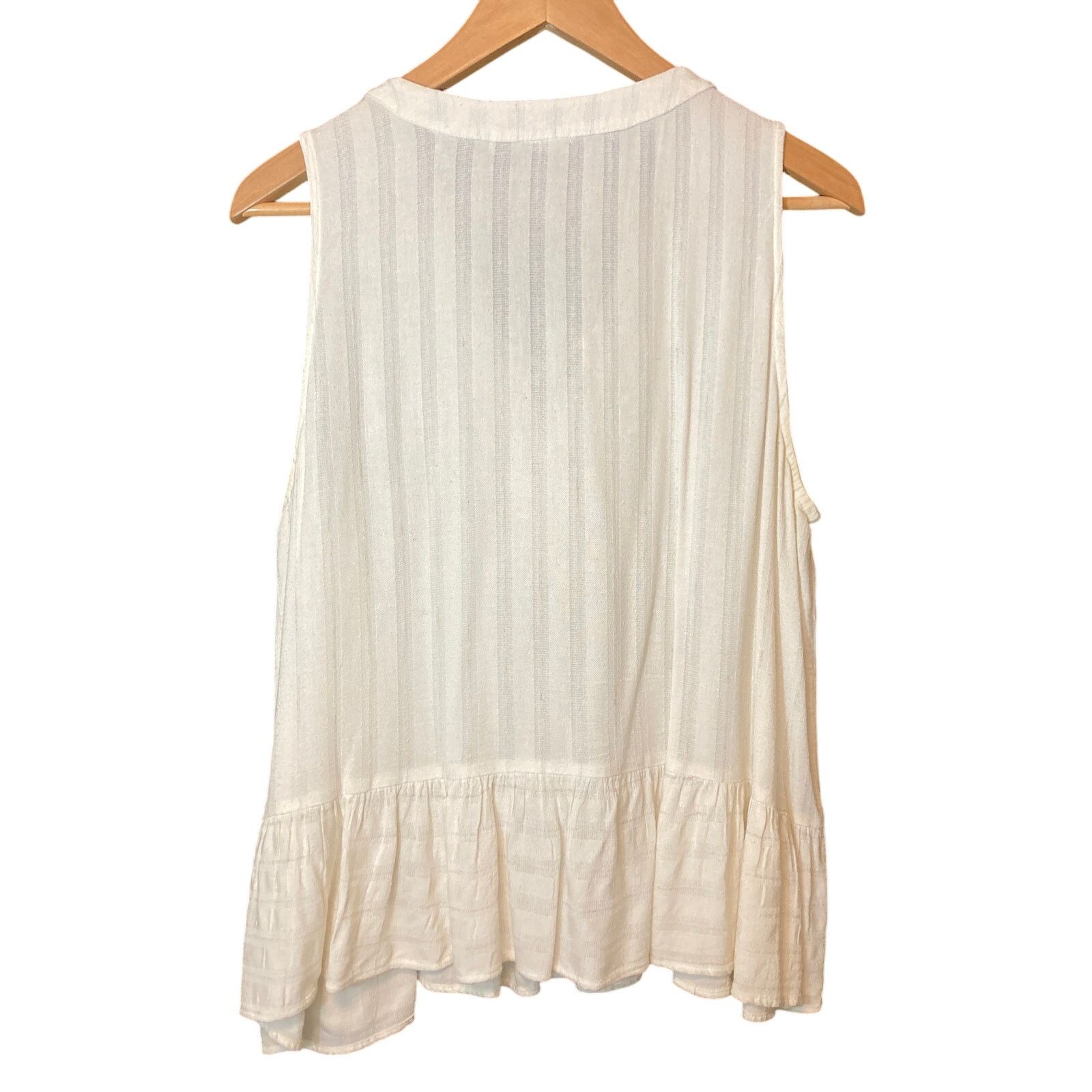Other Maven West Ivory White Lace Up V-Neck Lightweight Tank Top Size L / US 10 / IT 46 - 2 Thumbnail