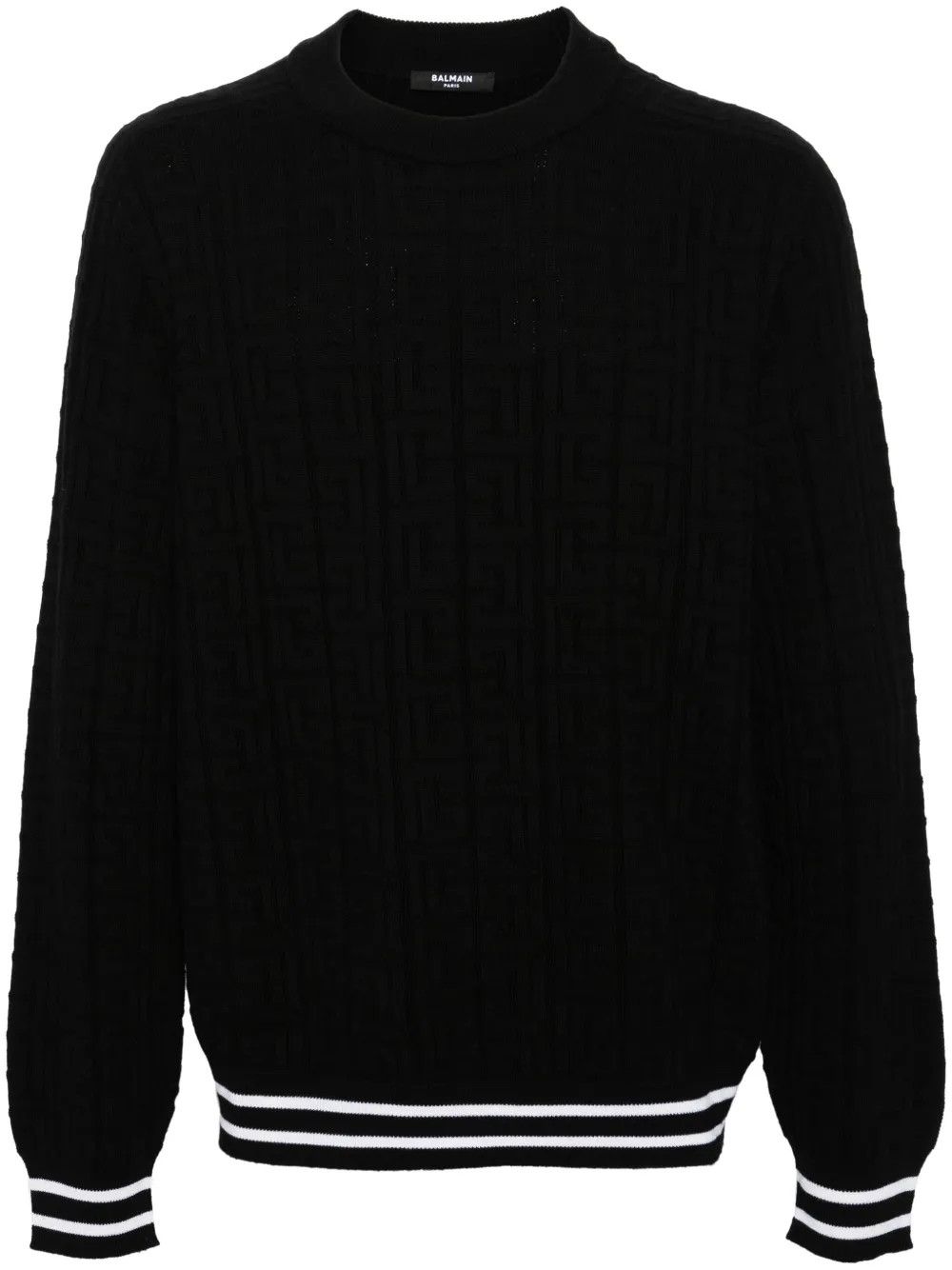 o1s1wg110925 Patterned Jacquard Merino Jumper in Black