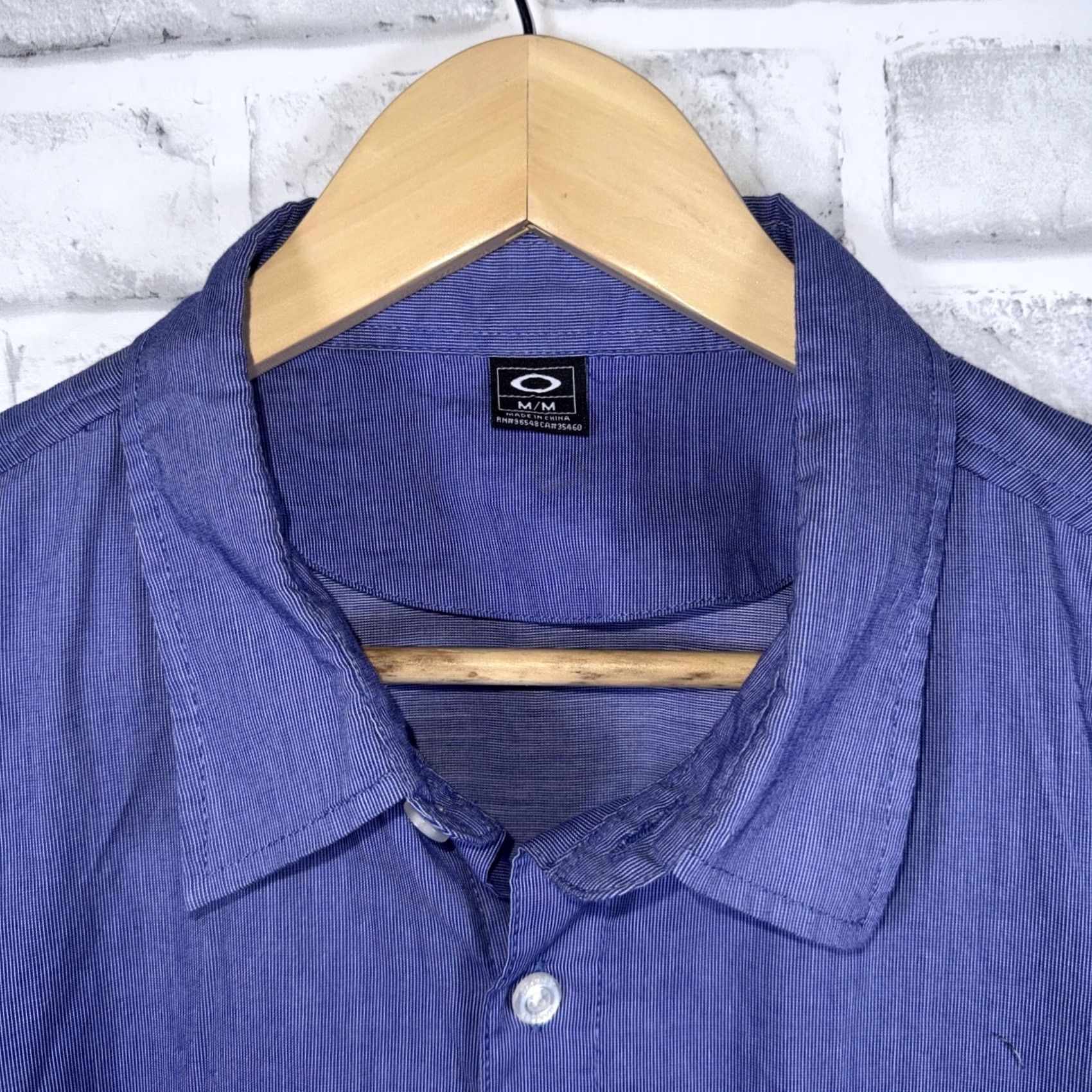 Oakley Oakley Blue Striped Button-Up Short Sleeve Shirt Mens Size M Size US M / EU 48-50 / 2 - 2 Thumbnail