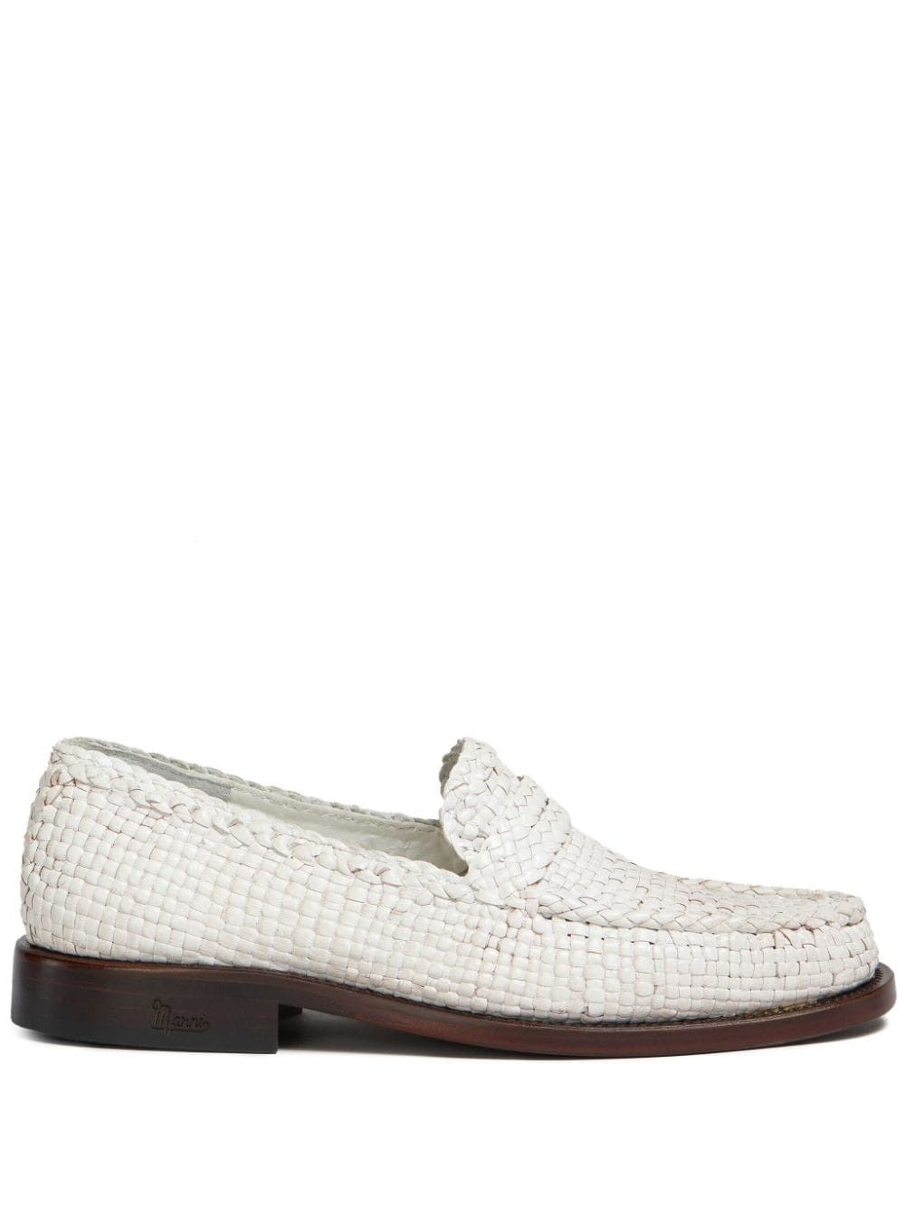 Marni oc11z0525 Interwoven Design Leather Loafer in White Size US 10 / IT 40 - 2 Thumbnail