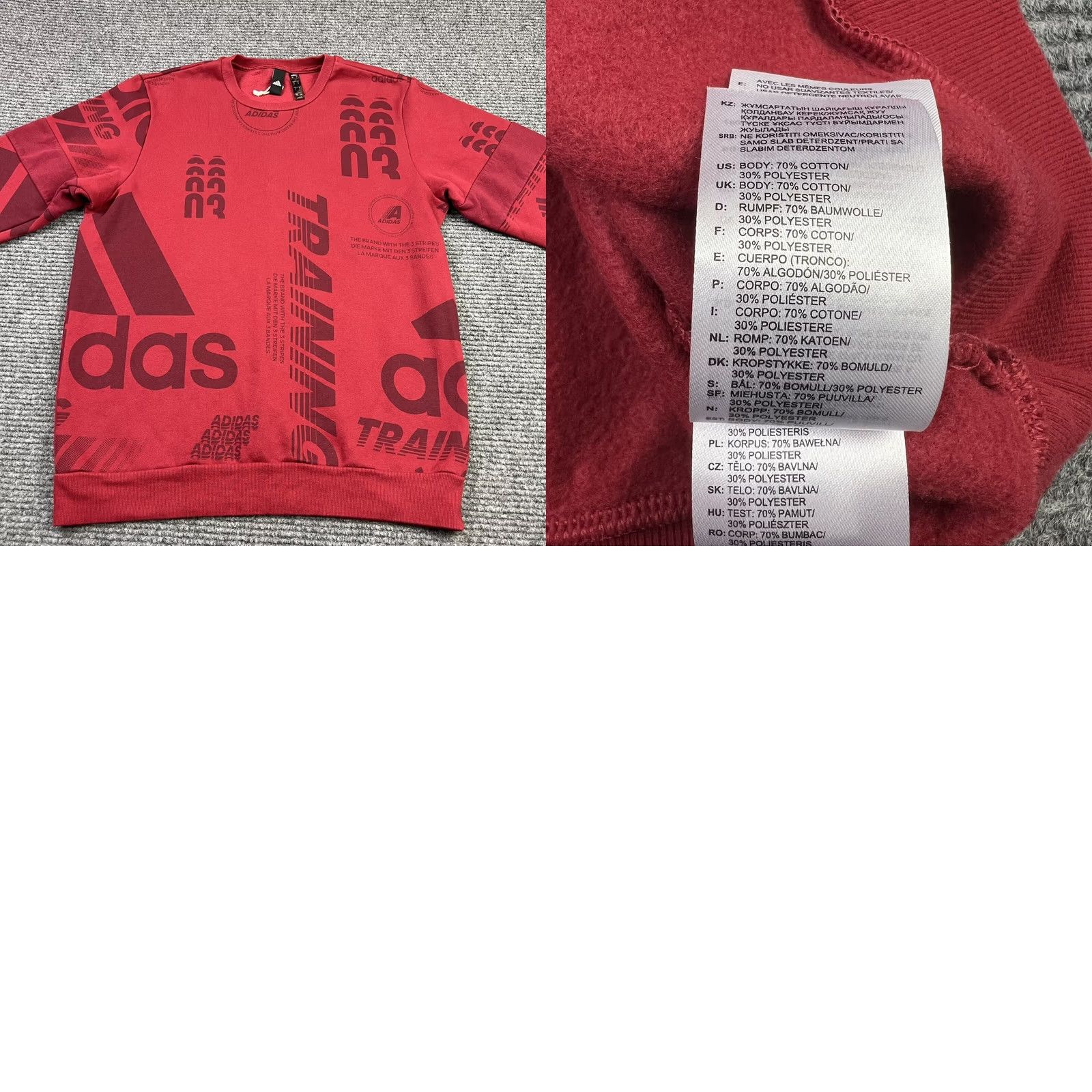 Adidas Adidas Red All Over Spellout Graphic Crewneck Sweatshirt Mens Large Size US L / EU 52-54 / 3 - 8 Thumbnail