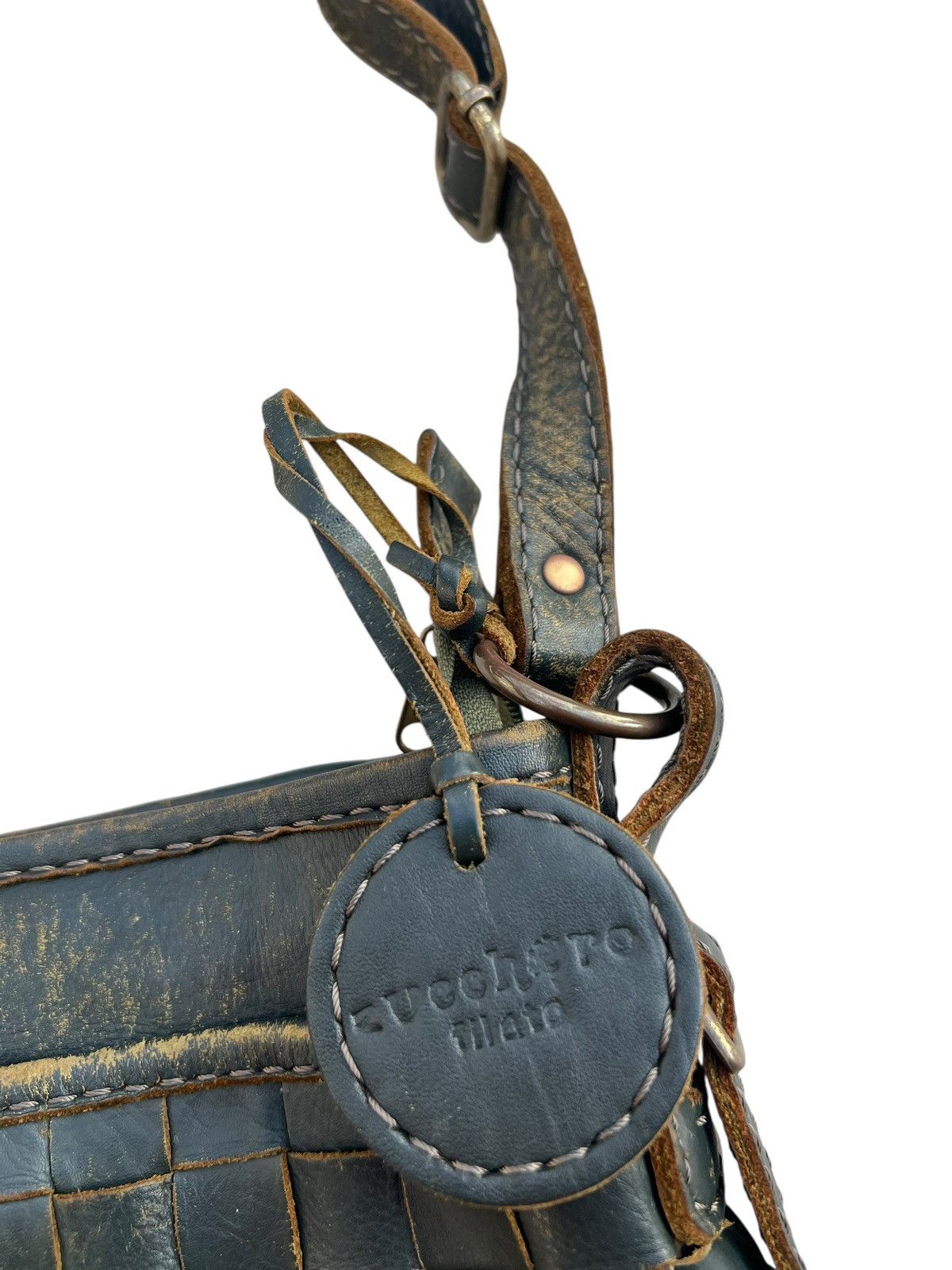 Leather Distressed Patina Intrecciato Leather Bag Zucchero Filato Size ONE SIZE - 25 Thumbnail