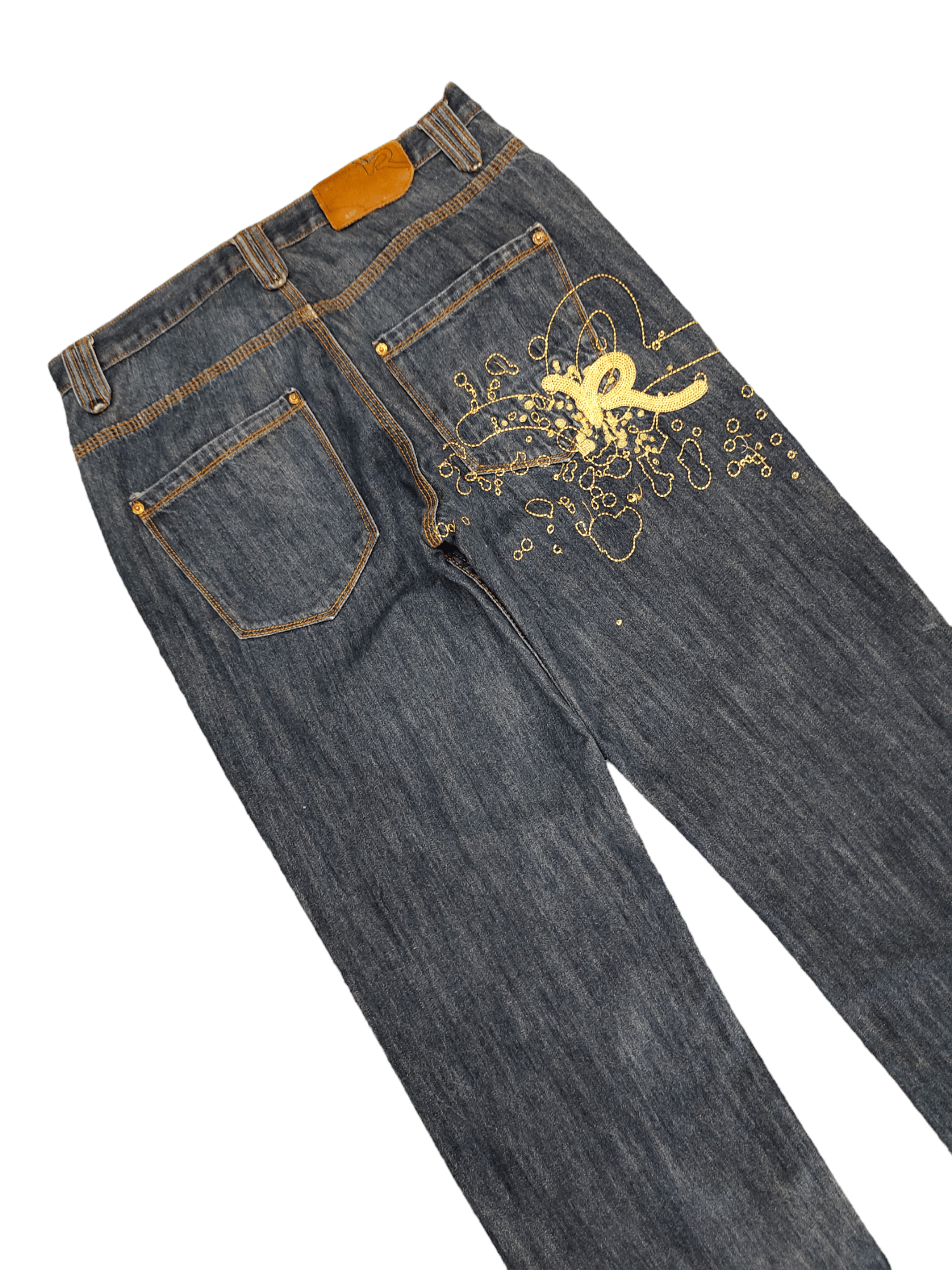 Rocawear Baggy Jean Rocawear Gold Embroidered Wide Leg Denim Y2k Jnco Size US 32 / EU 48 - 6 Thumbnail