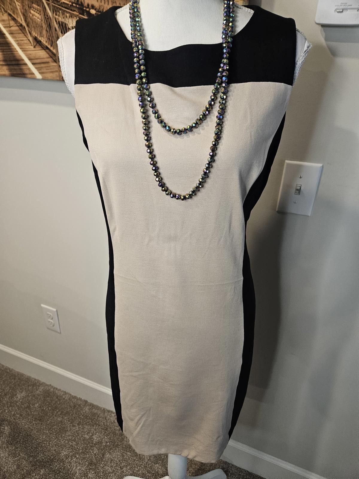 Designer Doncaster Elegant Two-Tone Sleeveless Dress Size L / US 10 / IT 46 - 4 Thumbnail