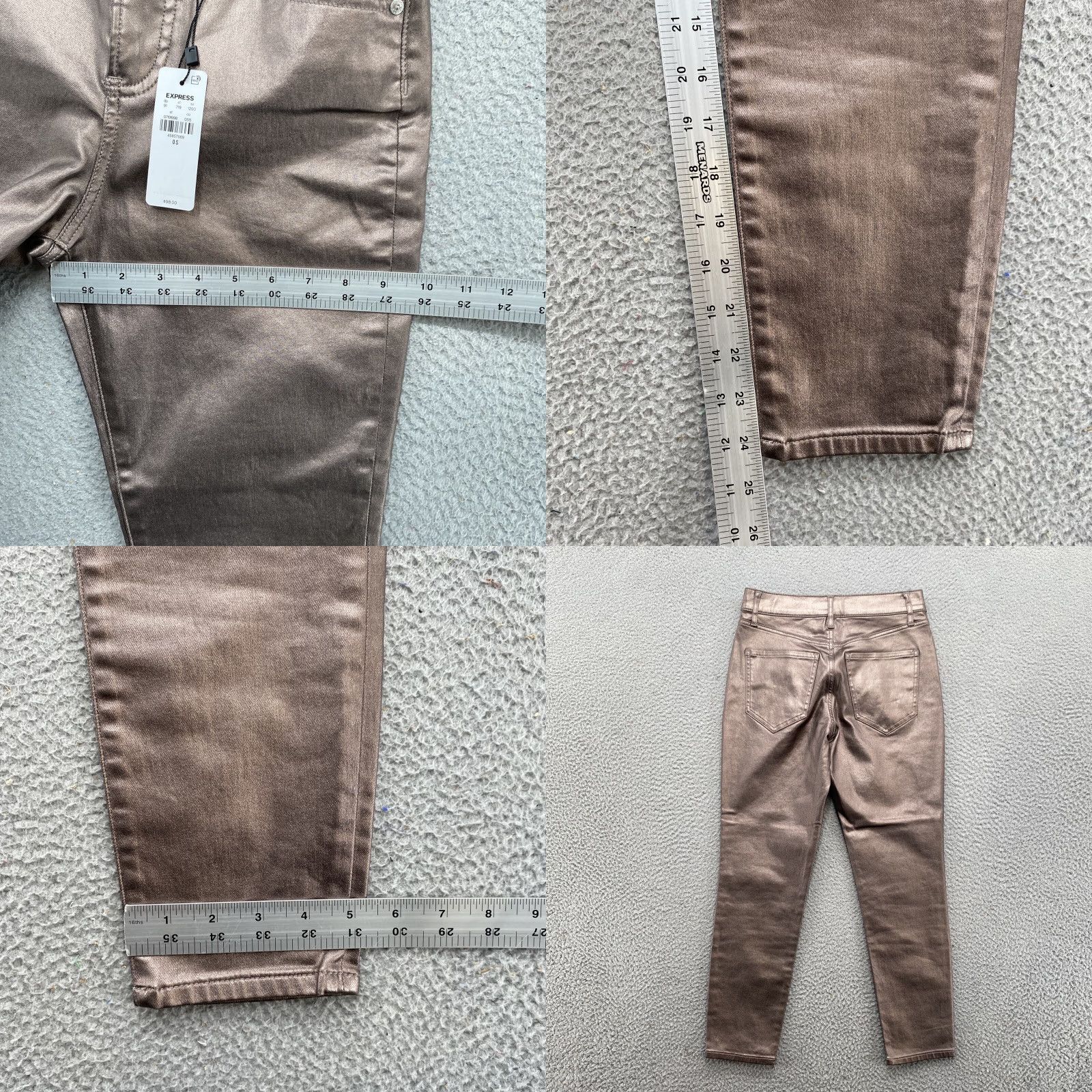 Express **Express Women’s Silver Stretch Skinny Mid-Rise New Size 0S Pants** User: **Express Women’s Silver Stretch Skinny Mid-Rise Pants Size 0S NEW** Size 25" / US 0 / IT 36 - 8 Thumbnail