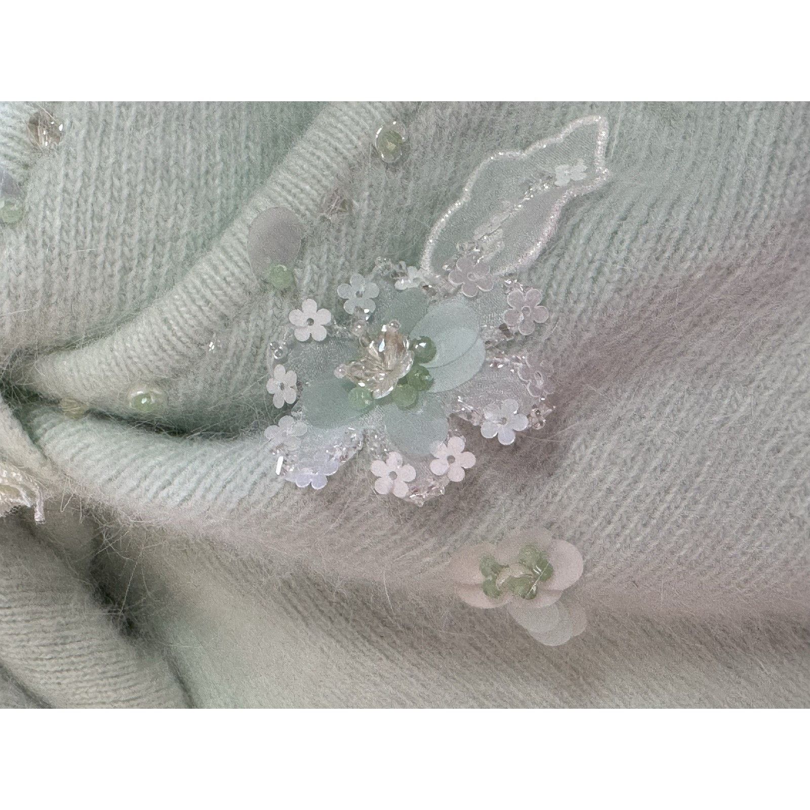 Other MARIE ELIE Mint Green Bow Embellished Angora Wool Sweater M Size M / US 6-8 / IT 42-44 - 5 Thumbnail
