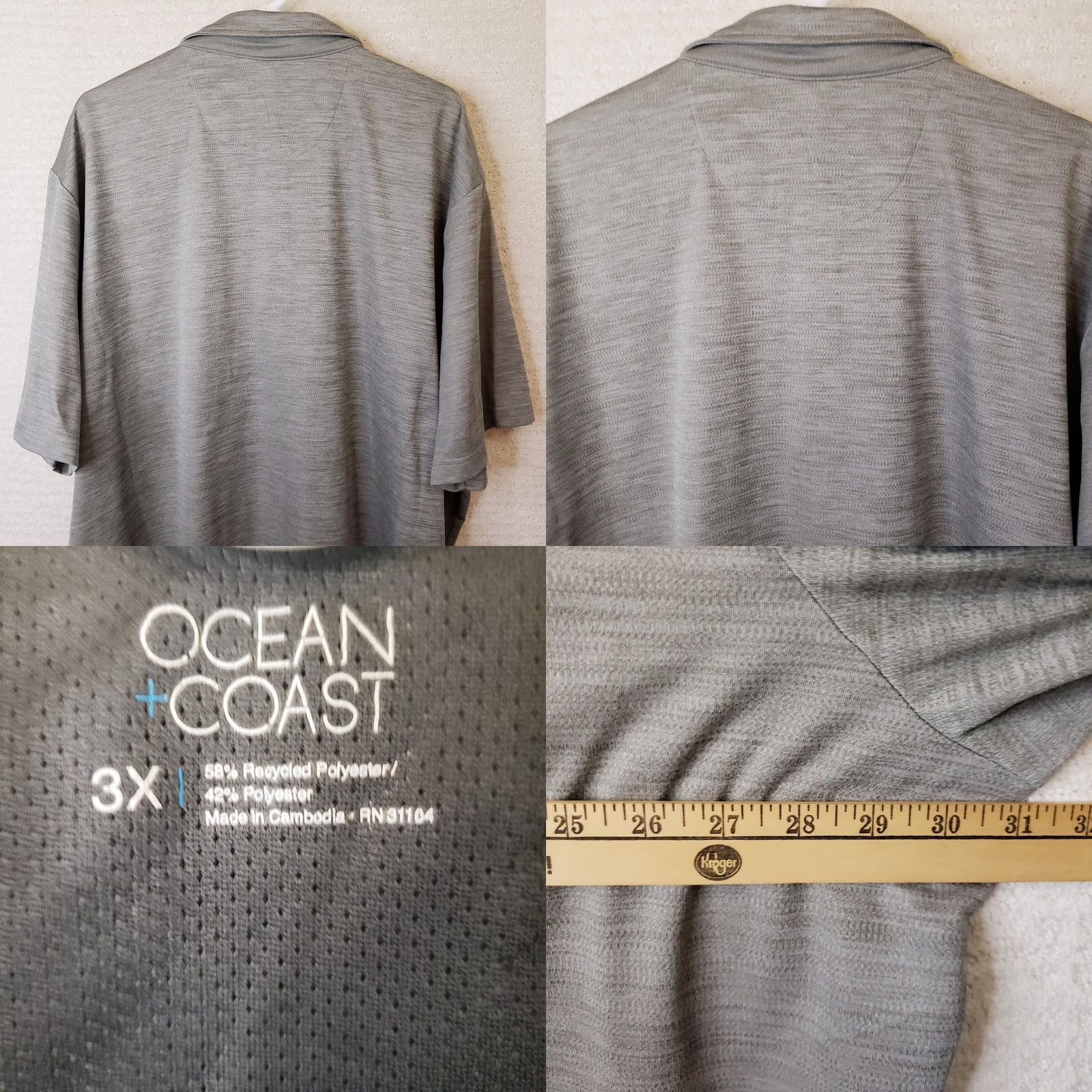 Vintage Ocean & Coast Polo Men's 3XL Gray Short Sleeve Shirt Fish Logo Size US XXL / EU 58 / 5 - 8 Thumbnail
