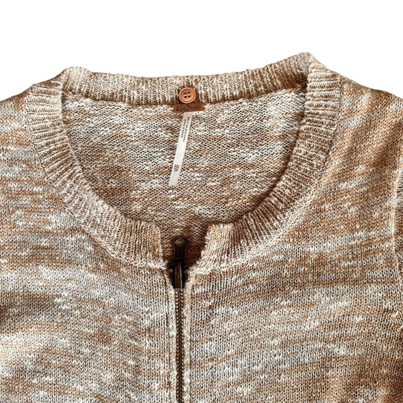 Free People Free People Wool Blend Zip-Up Cardigan – Beige – Size XS Size XS / US 0-2 / IT 36-38 - 3 Thumbnail