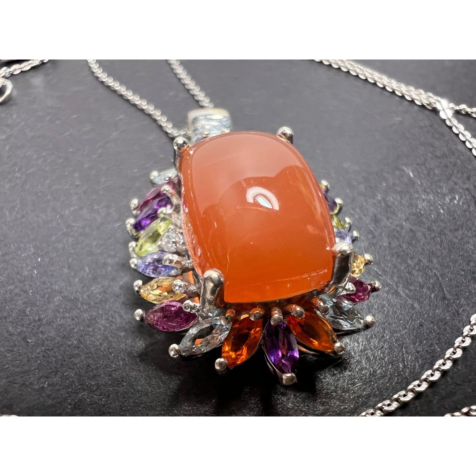 Other Peach moonstone necklace in platinum over sterling silver Size ONE SIZE - 3 Thumbnail