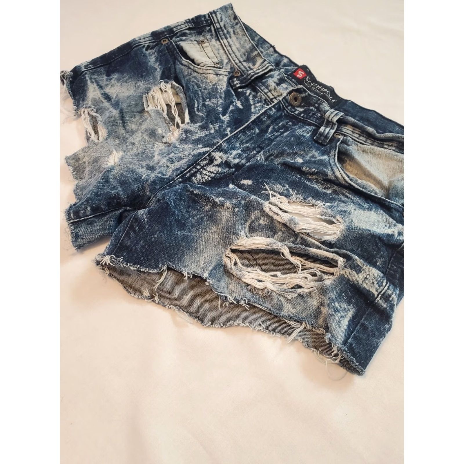 Southpole VINTAGE South Pole Denim Cut off Shorts Sz 32/14 Acid Washed Distressed Blue Womens Size 36" / US 14 / IT 50 - 2 Thumbnail