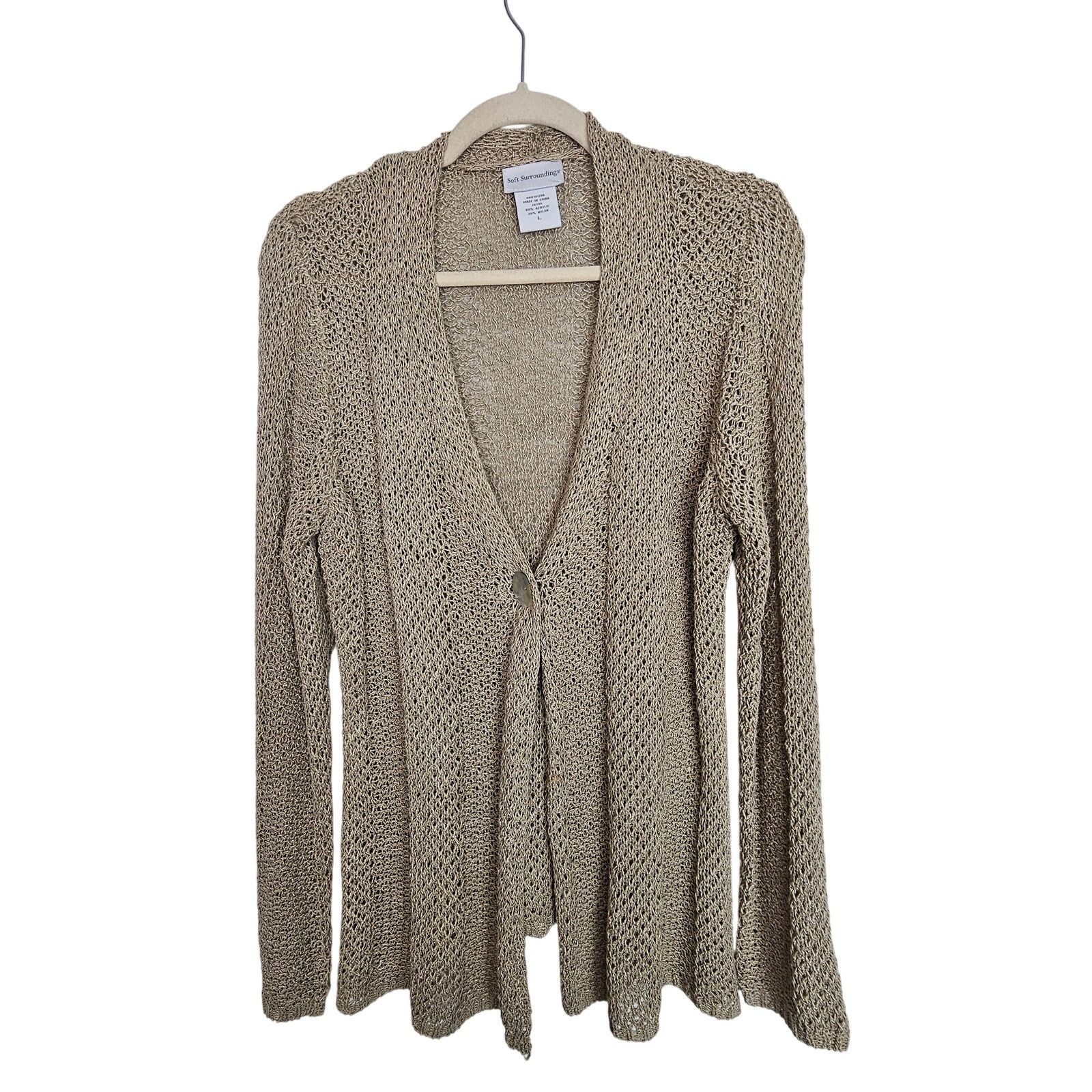 Soft Surroundings Soft Surroundings Sweater Cardigan Tan Cardigan Sweater L Size L / US 10 / IT 46 - 1 Thumbnail