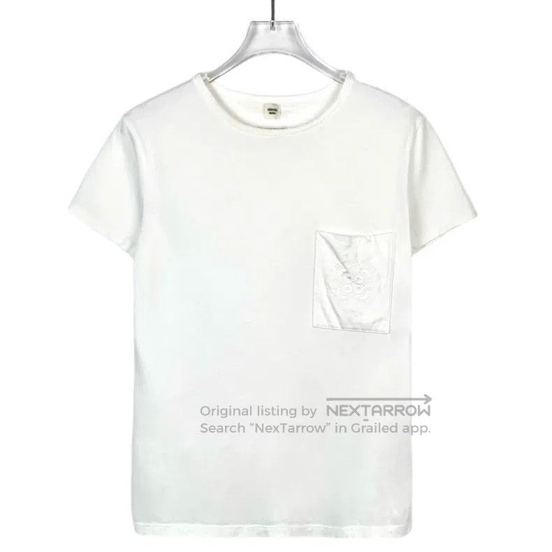 Hermes Hermes Pocket Logo Embroidered Round Neck White Cotton Sho Size XXS / US 00 / IT 34 - 1 Thumbnail