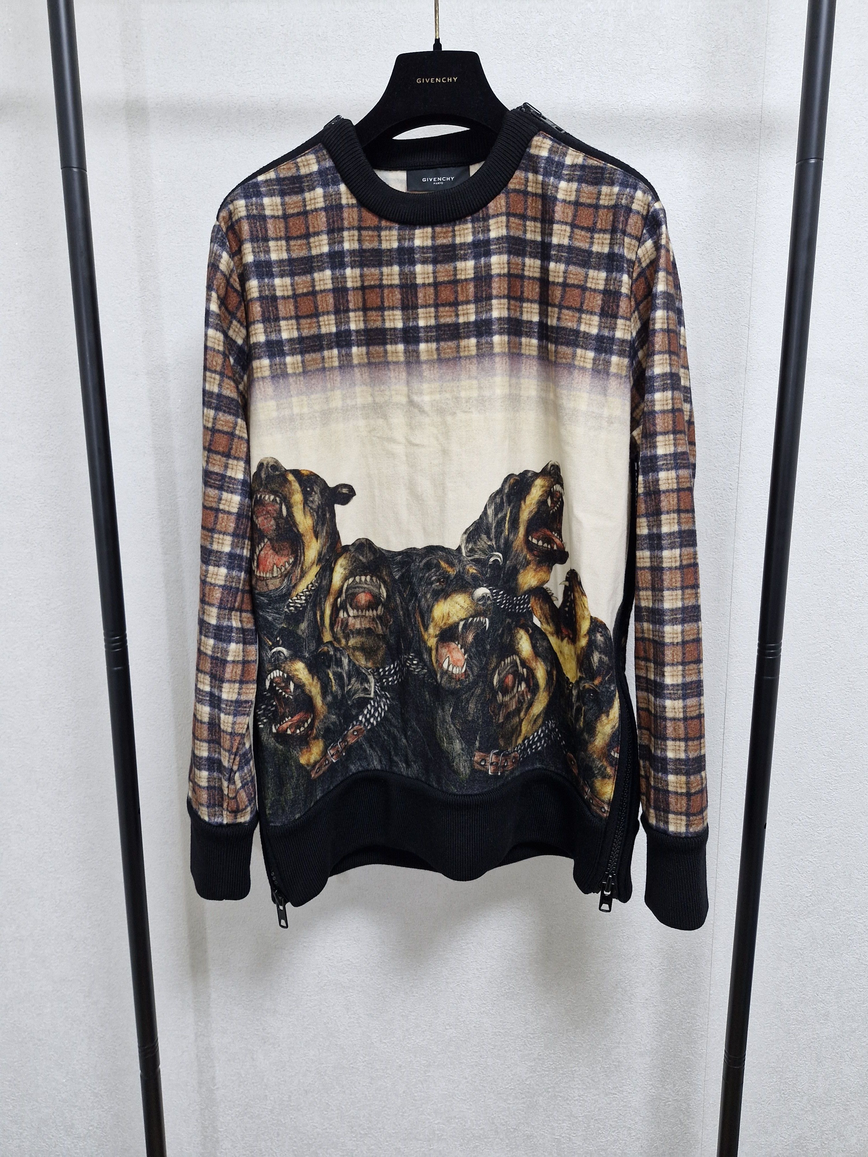 Givenchy GIVENCHY FW11 Tartan Rottweiler Sidezip Sweatshirt Size US S / EU 44-46 / 1 - 1 Thumbnail