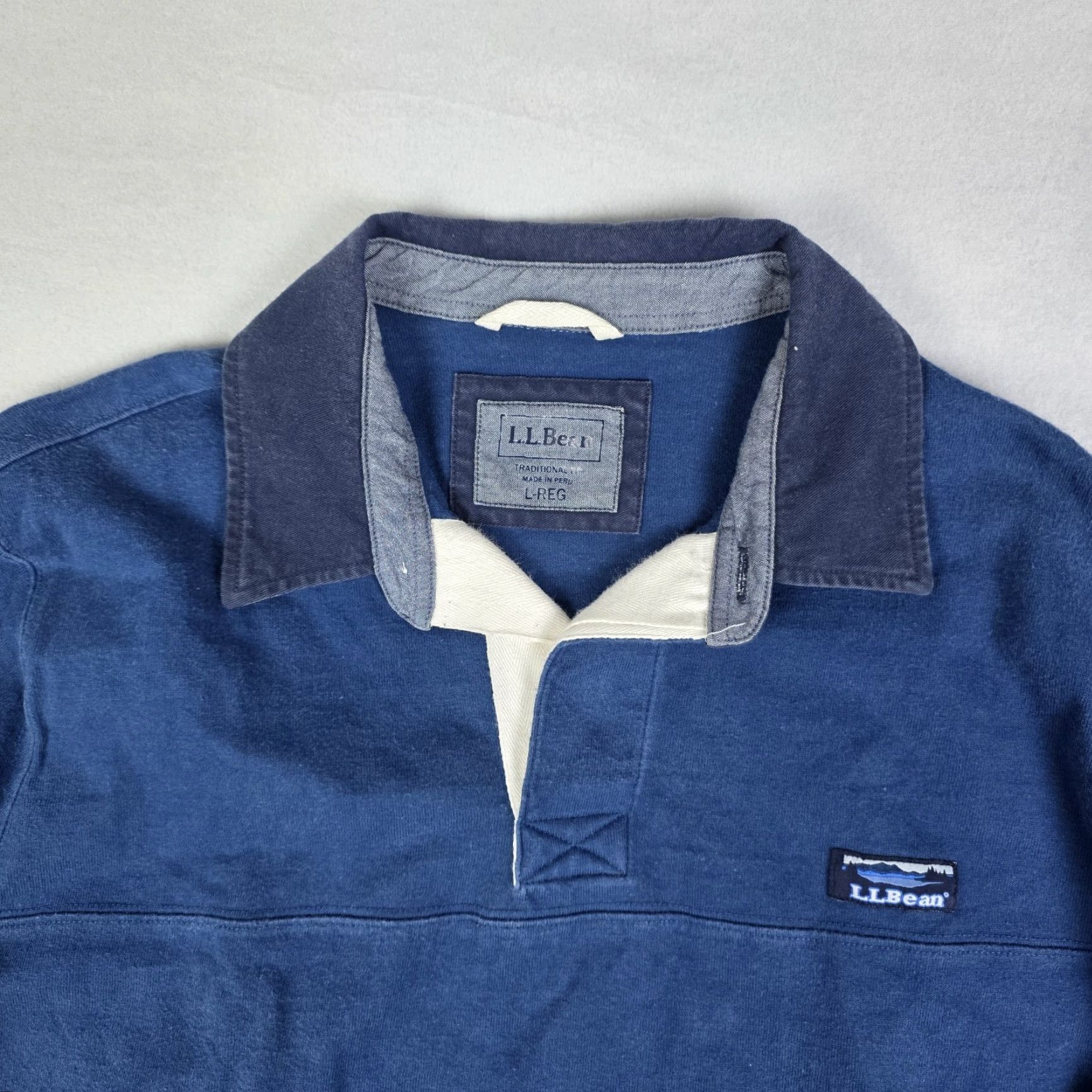 Vintage LL Bean Rugby Polo Shirt Mens Large Blue Long Sleeve Cotton Preppy Ivy Causal Size US L / EU 52-54 / 3 - 3 Thumbnail