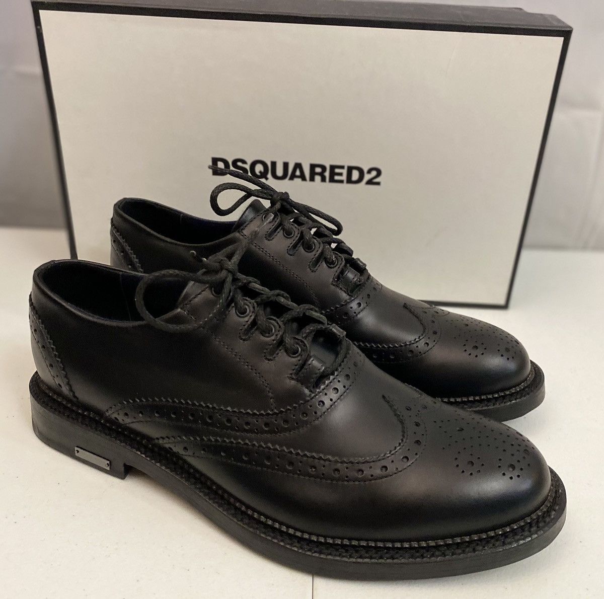 Dsquared2 Dsquared2 🇮🇹 Black Leather Wingtip Handmade Brogue 10 NEW Size US 10 / EU 43 - 16 Thumbnail