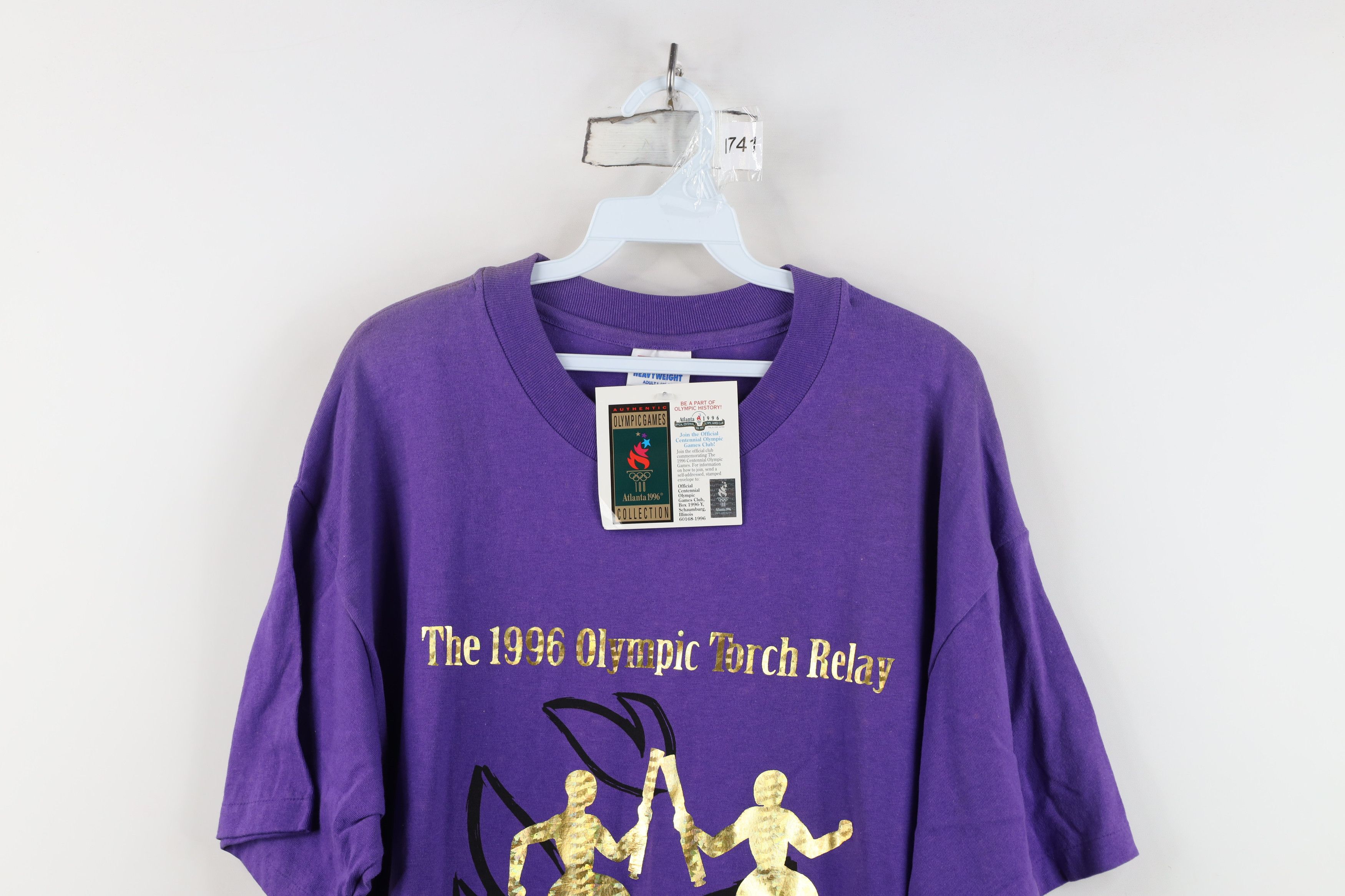 Hanes Deadstock Vintage 90s Atlanta Torch Relay T-Shirt Purple Size US L / EU 52-54 / 3 - 2 Thumbnail