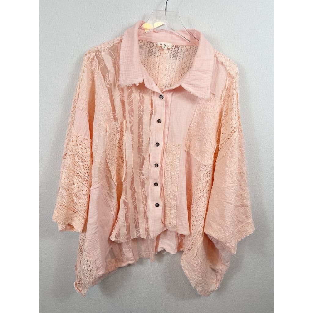Designer NWOT POL Oversized Lace Crochet Button-Up – Size Small Size S / US 4 / IT 40 - 2 Thumbnail