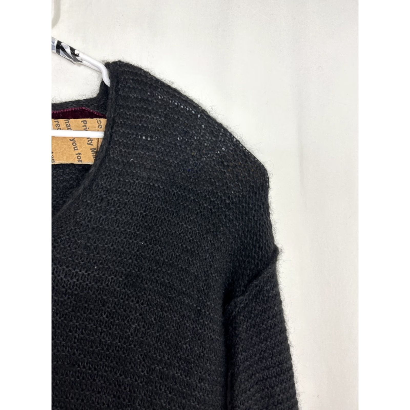 Free People Free People Womens XS Knit Sweater Black Oversized Boho Knit Pullover Warm Casual Womens XS Black Bohemian Size XS / US 0-2 / IT 36-38 - 5 Thumbnail