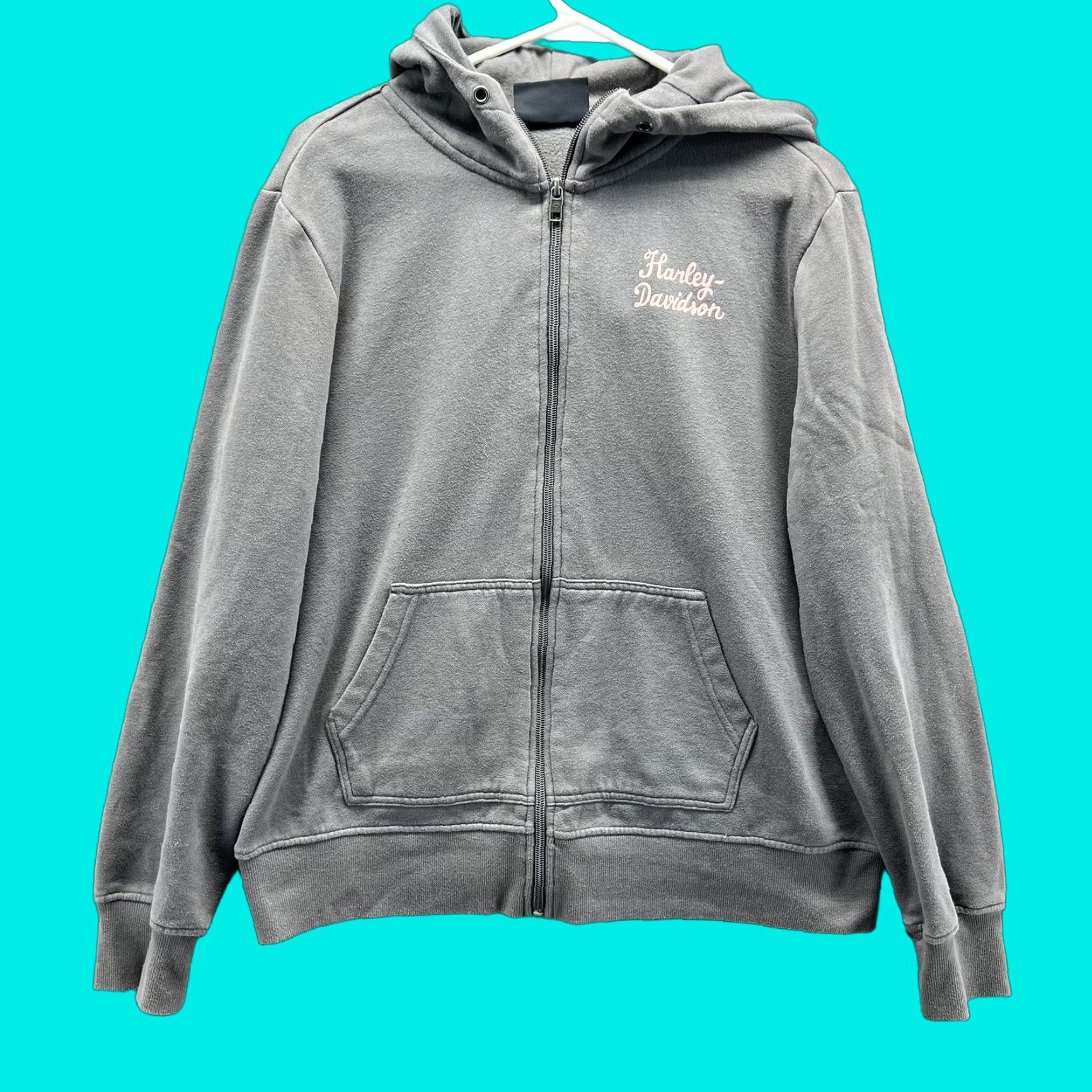 Harley Davidson Harley-Davidson Hoodie Womens XL Gray Full Zip Fleece Logo Sweatshirt Biker Size XL / US 12-14 / IT 48-50 - 1 Thumbnail
