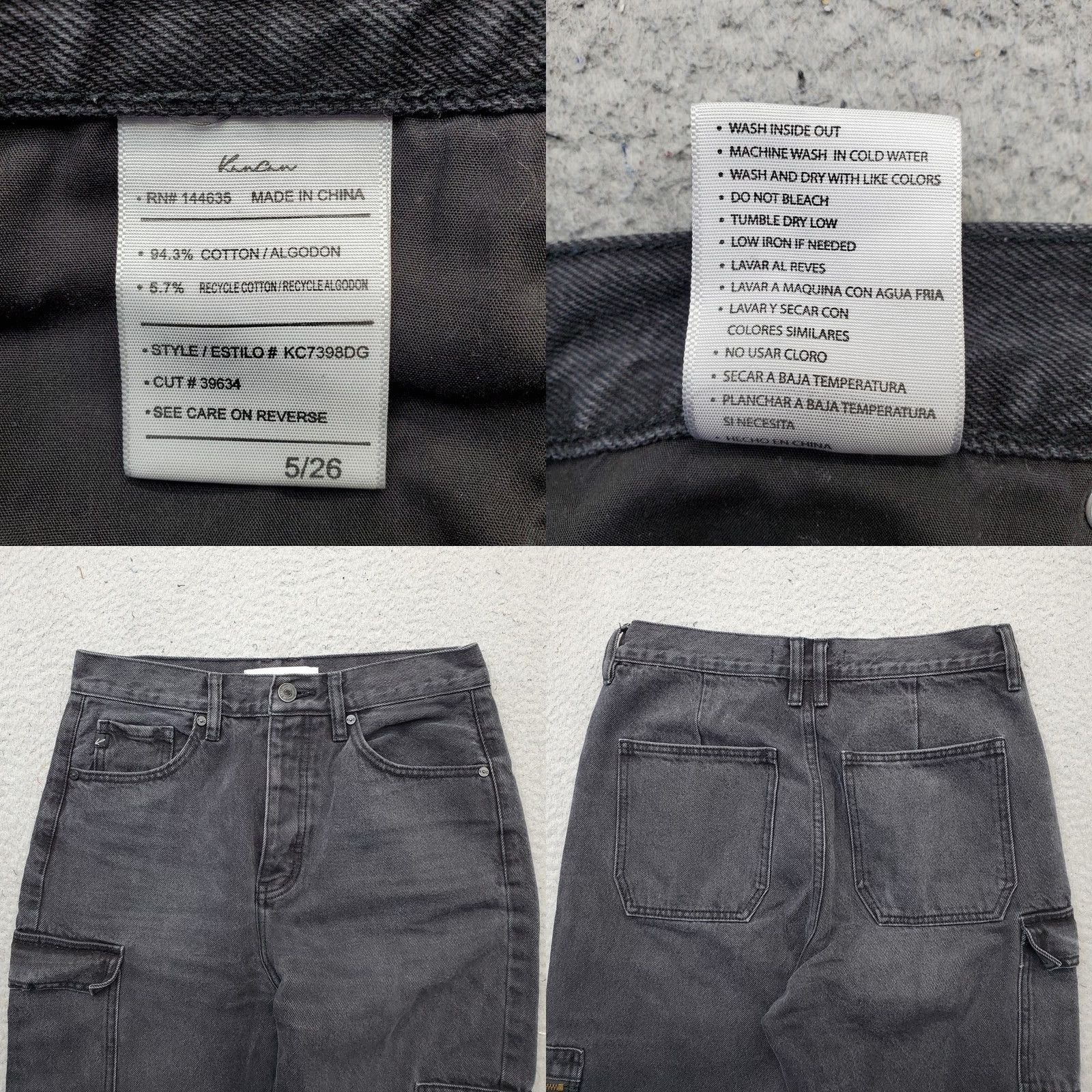 Vintage Kancan Womens 5/26 Black Denim Cargo Jeans Zip Pocket Button Fly Streetwear Boho Jeans 5 Womens Size 5 Size 27" / US 4 / IT 40 - 8 Thumbnail