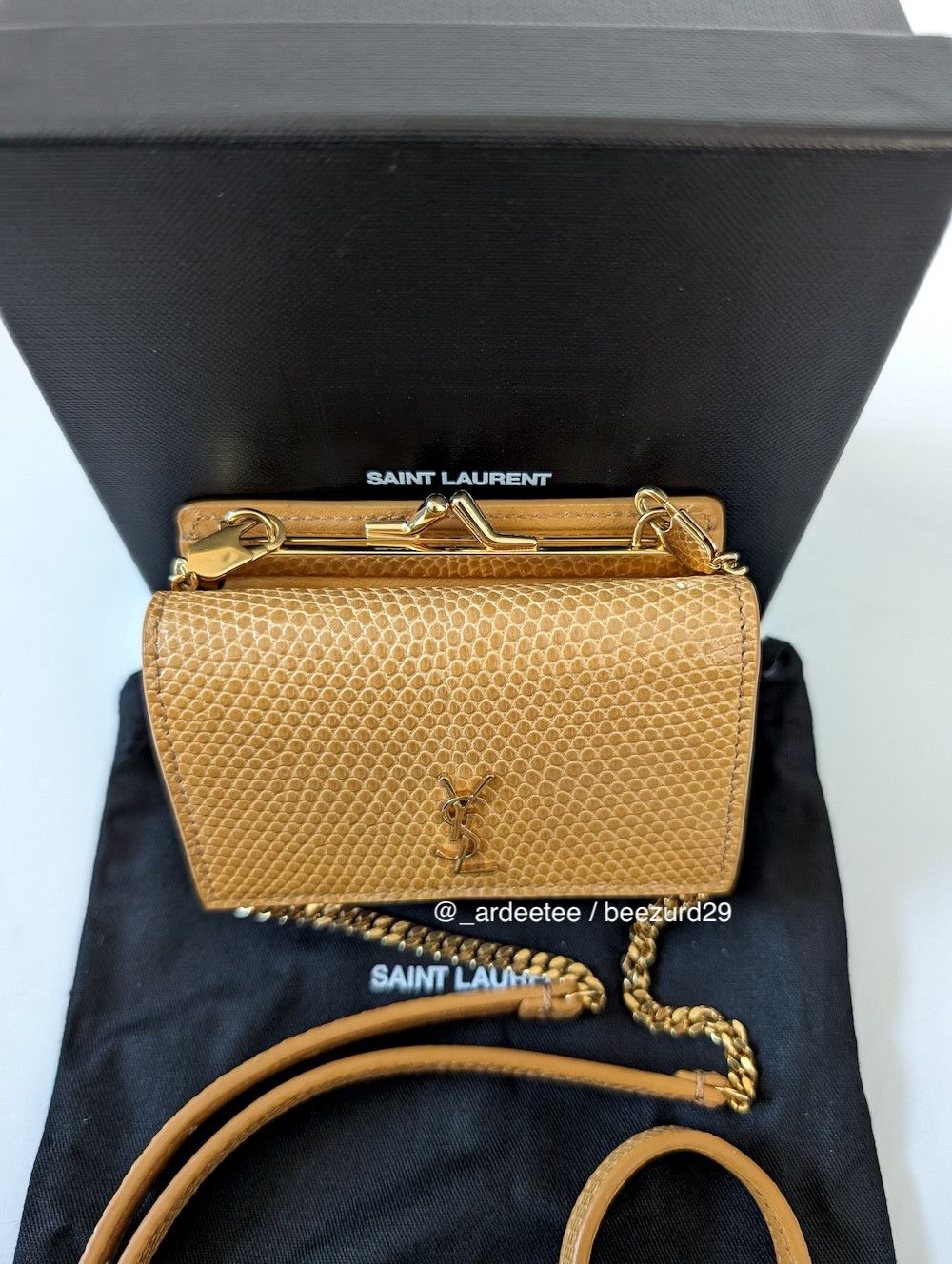Saint Laurent Paris EXOTIC LIZARD MICRO RIDER CHAIN CROSSBODY BAG Size ONE SIZE - 3 Thumbnail